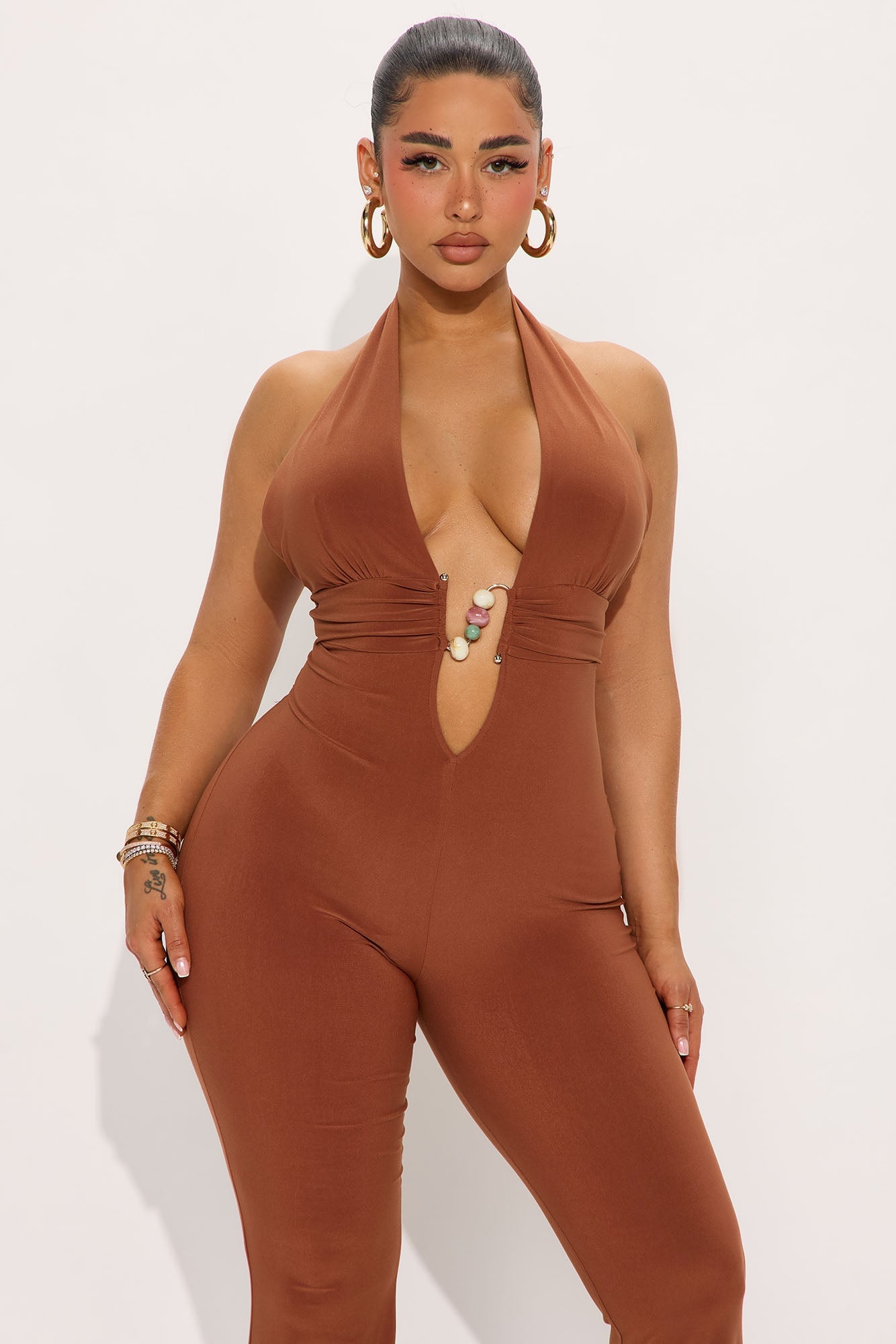 Carlinda Halter Jumpsuit - Brown image 2