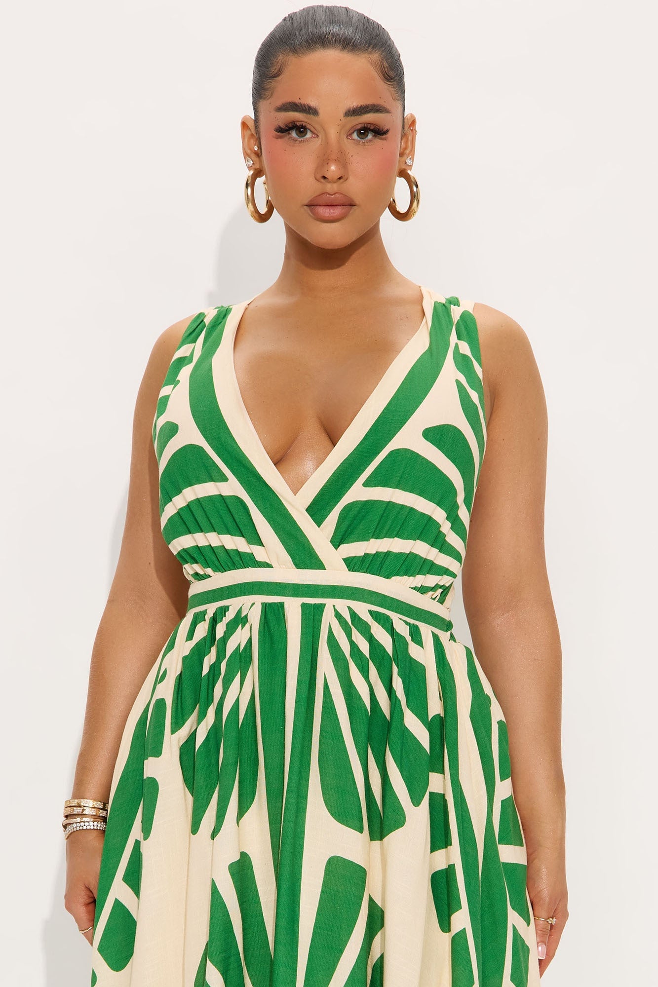On Vacation Linen Maxi Dress - Green/combo image 3