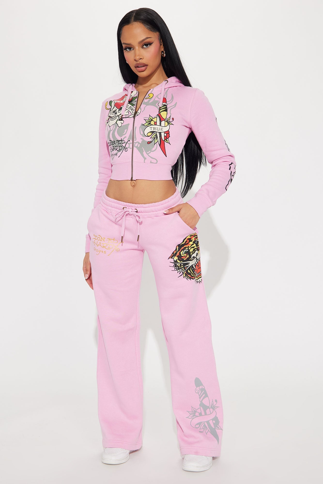 Ed Hardy Tiger Roar Zip Up Hoodie - Pink image 6
