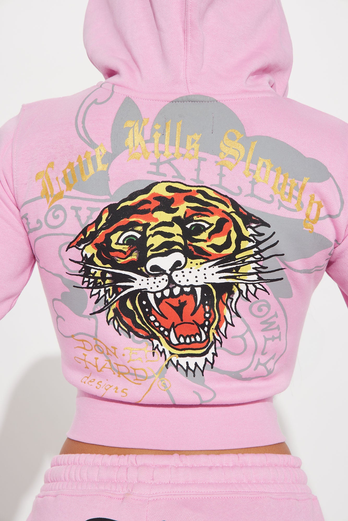 Ed Hardy Tiger Roar Zip Up Hoodie - Pink image 10