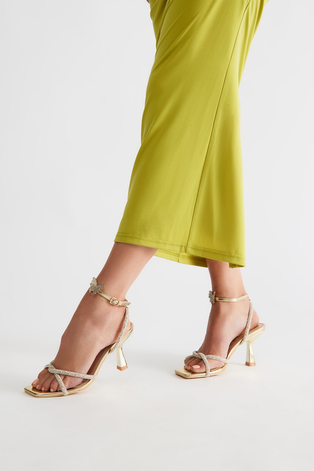 Christelle Butterfly Rhinestone Trim Heels - Gold image 2