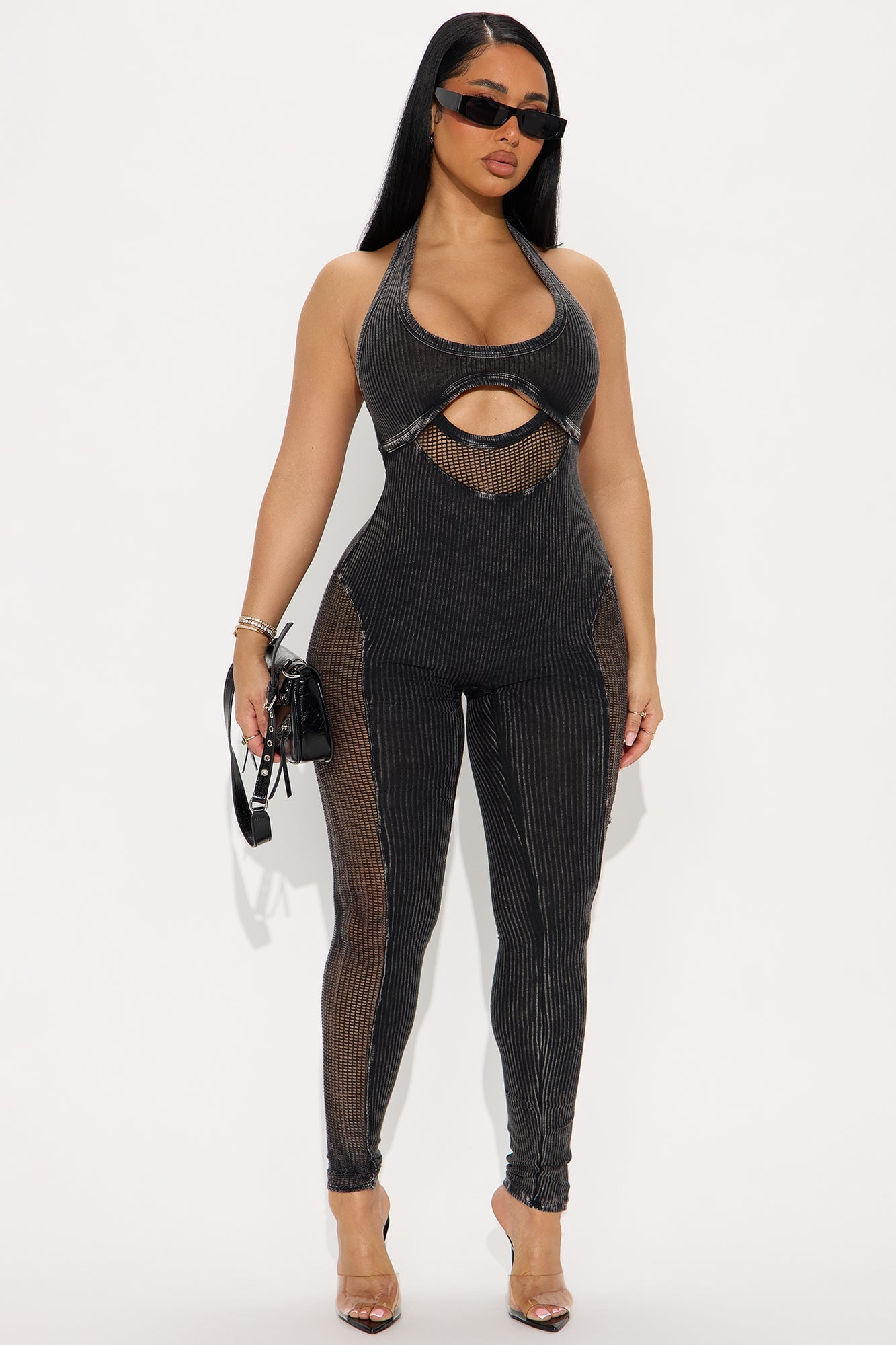 Madeline Washed Ribbed Jumpsuit - Black image 5