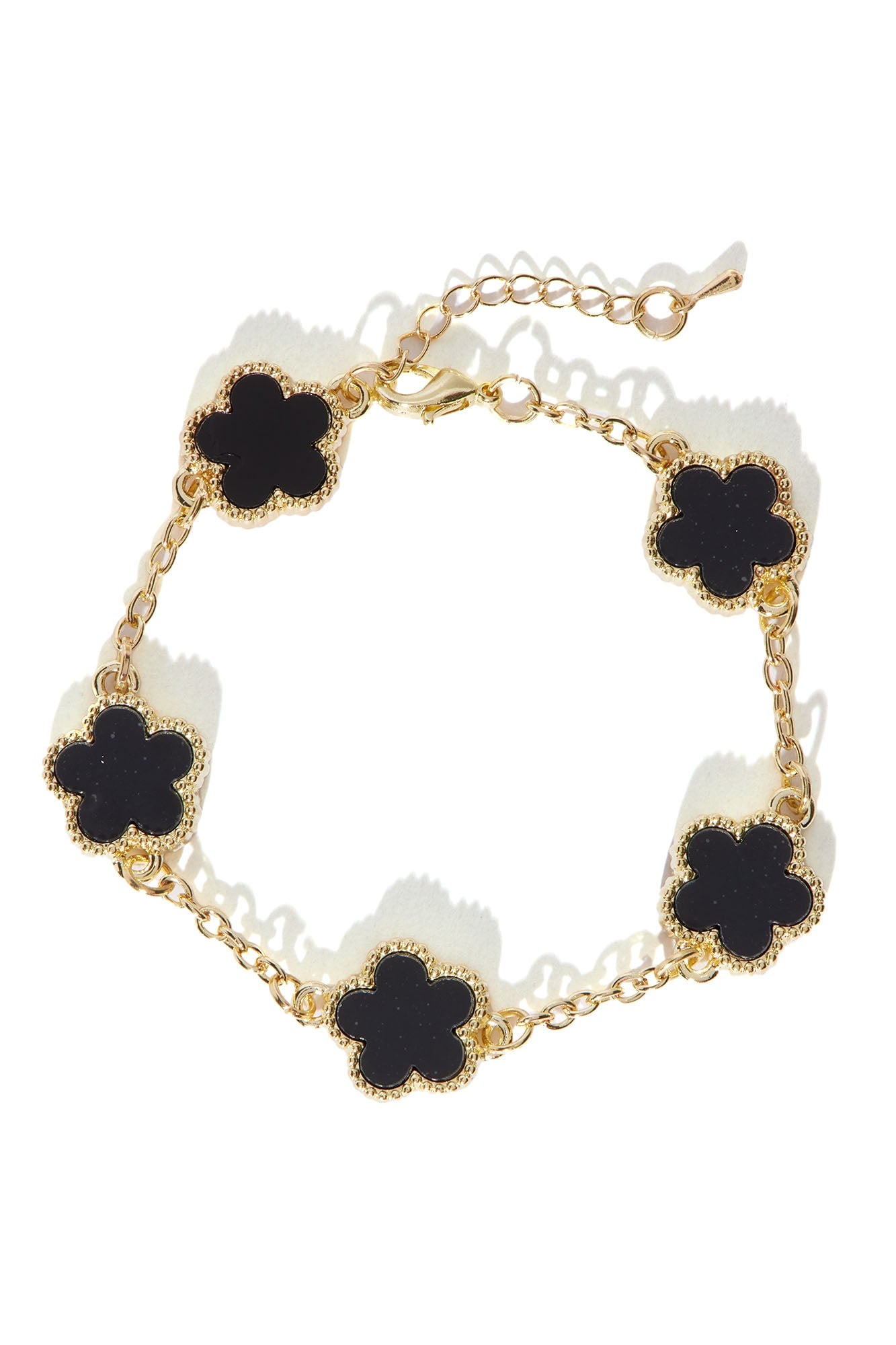 Iced Multi Clover Bracelet - Gold/Black image 3
