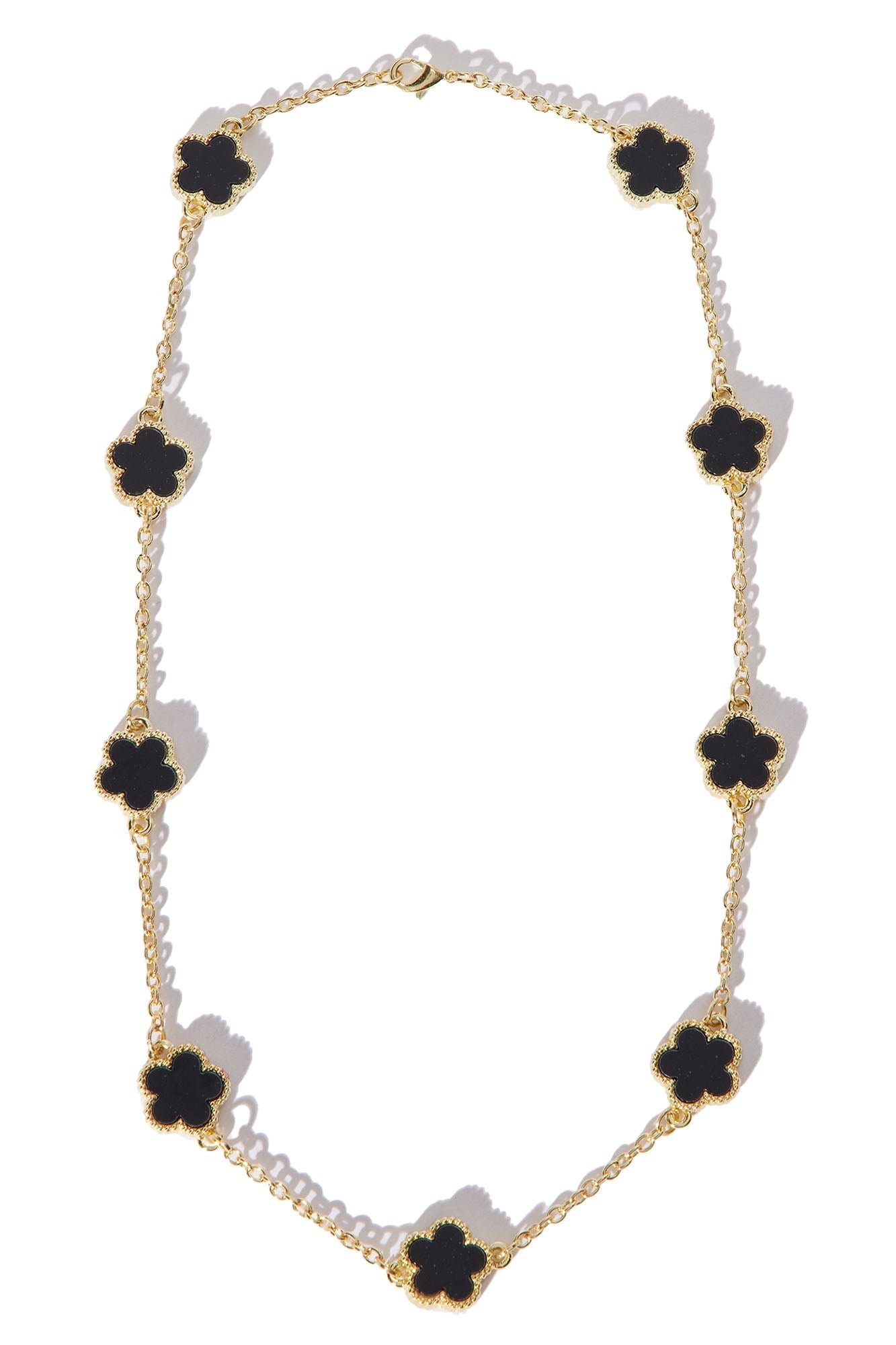 Iced Multi Clover Chain Necklace - Gold/Black image 3