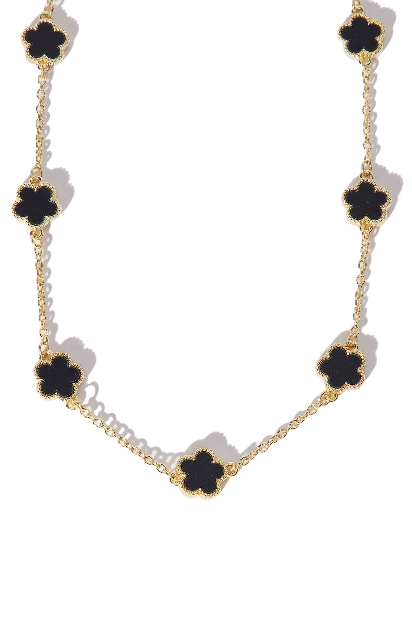 Iced Multi Clover Chain Necklace - Gold/Black image 4