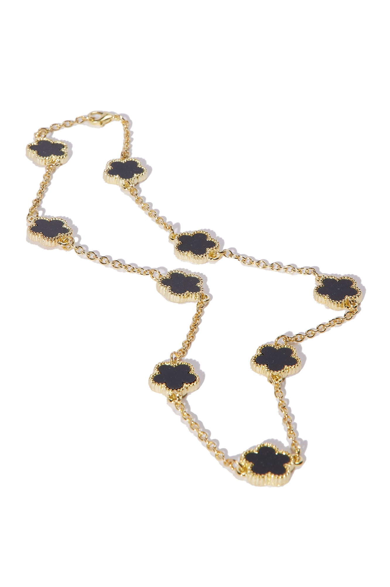 Iced Multi Clover Chain Necklace - Gold/Black image 5