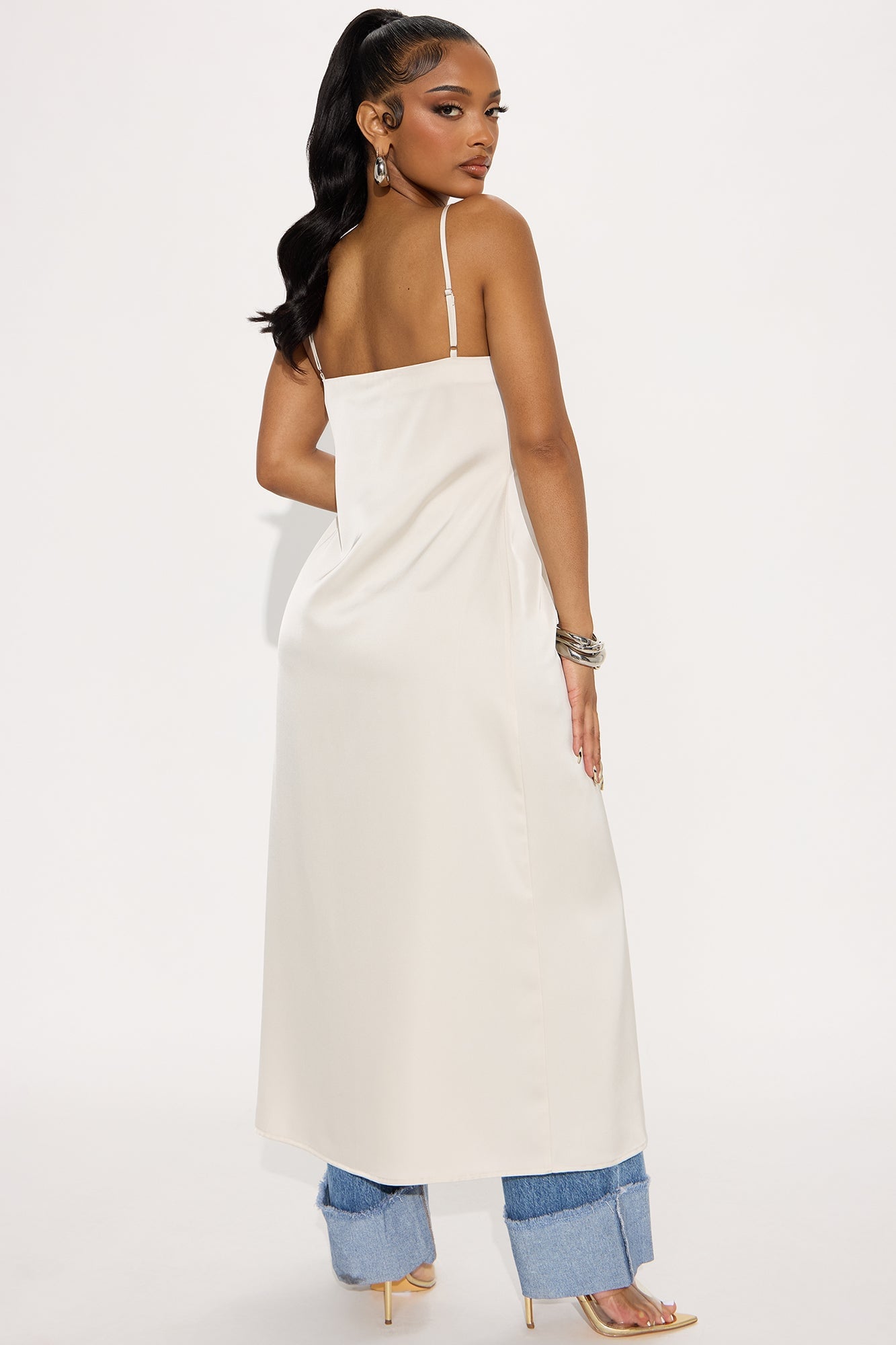 Confidence Is Key Satin Maxi Top - Beige image 3