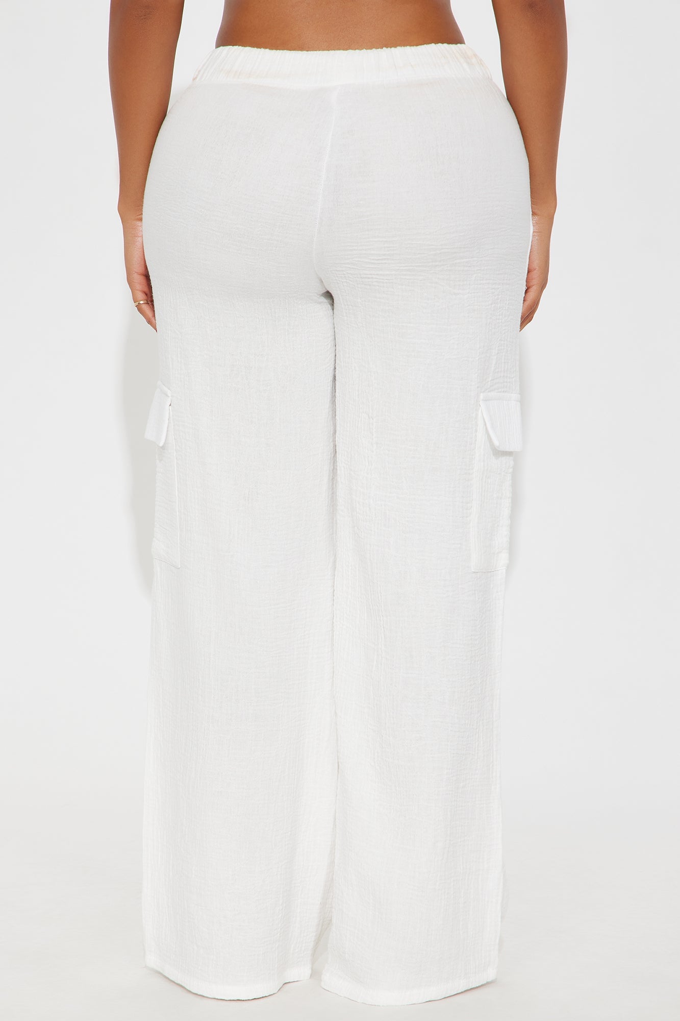 Keep It Simple Gauze Cover Up Cargo Pants - White image 6