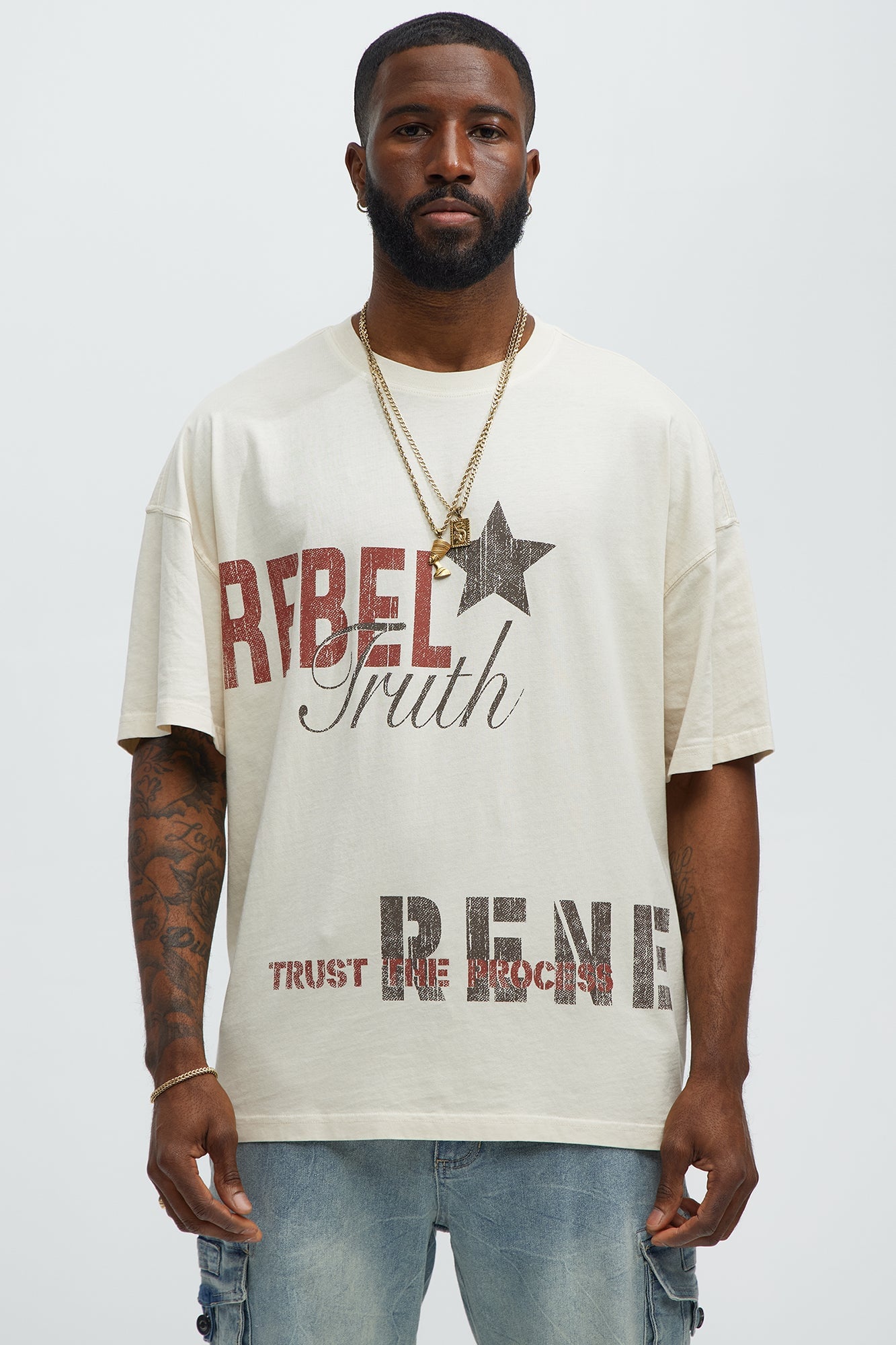 Rebel In Control Oversized Short Sleeve Tee - Cream image 4