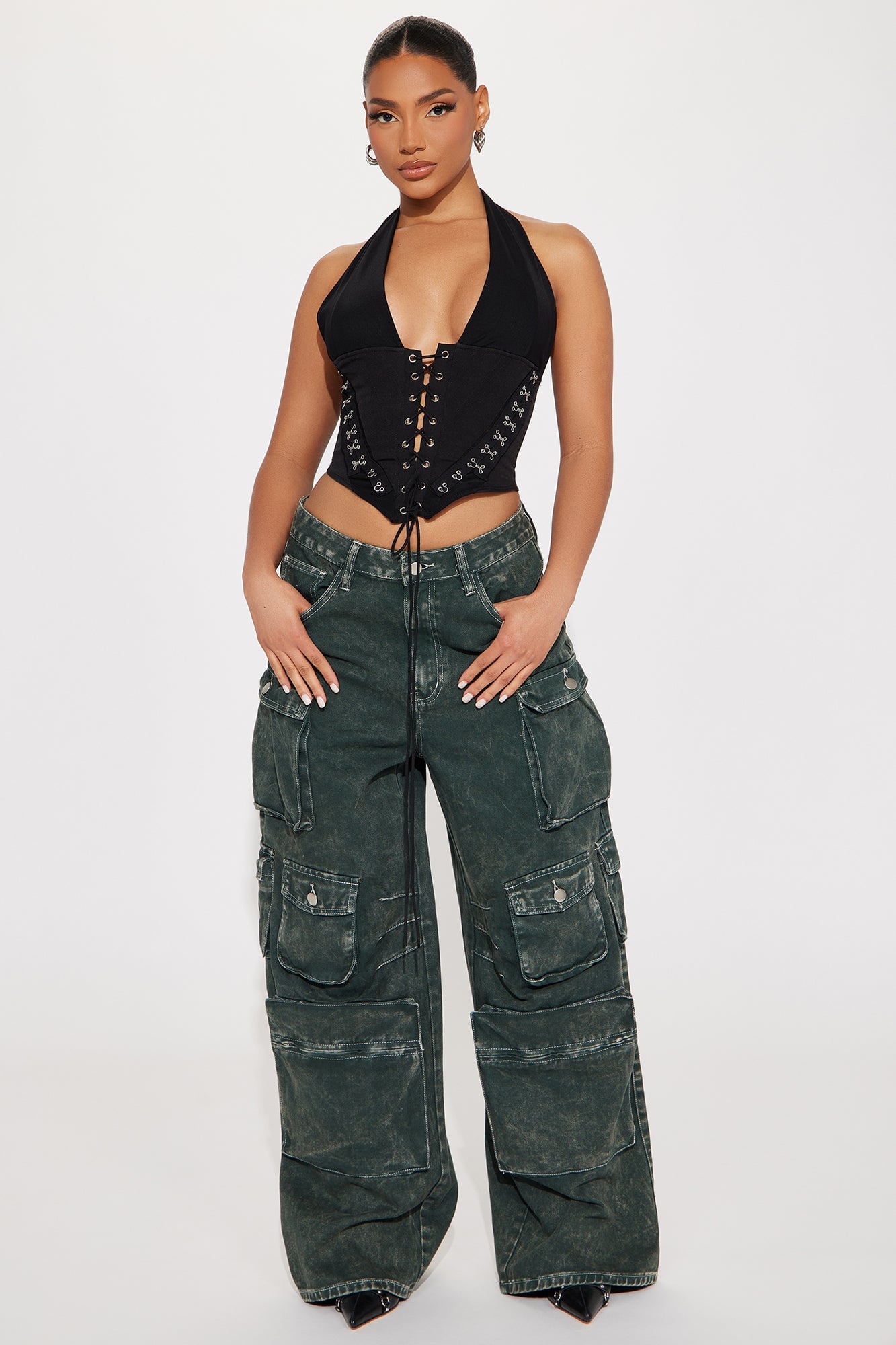 Alexis Lace Up Halter Top - Black image 10