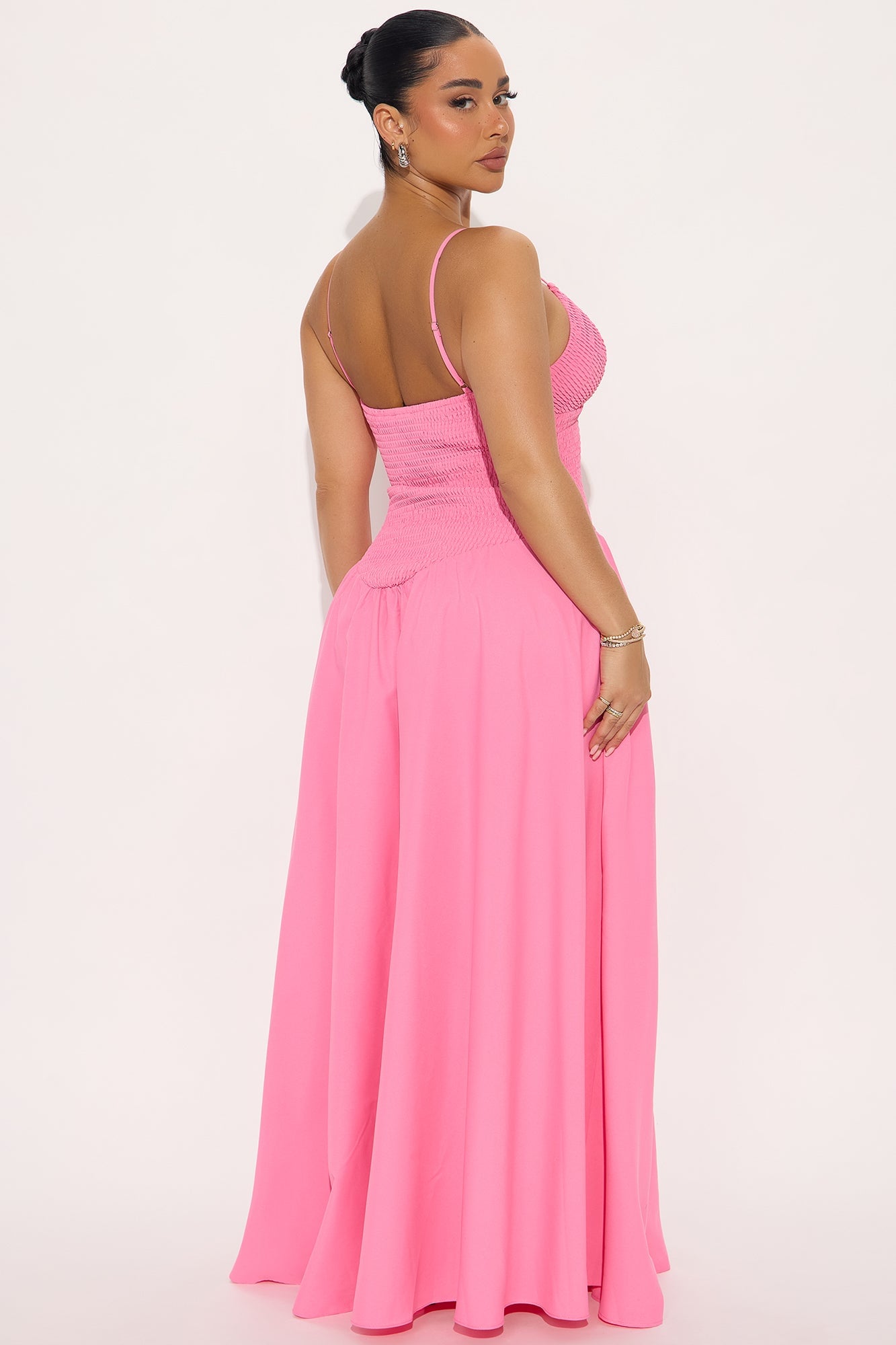 Lily Smocked Drop Waist Maxi Dress - Pink image 3