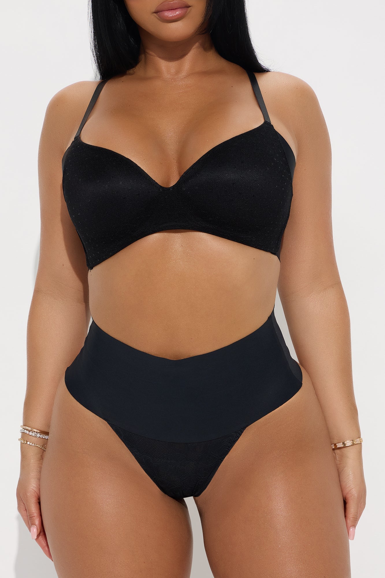 Laced Desire Light Control Shapewear Thong Panty - Black image 2