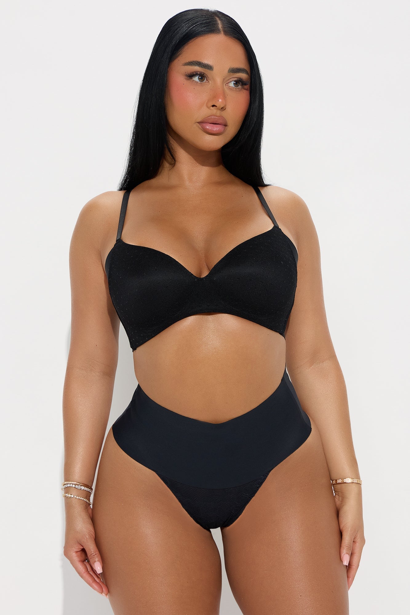 Laced Desire Light Control Shapewear Thong Panty - Black image 1