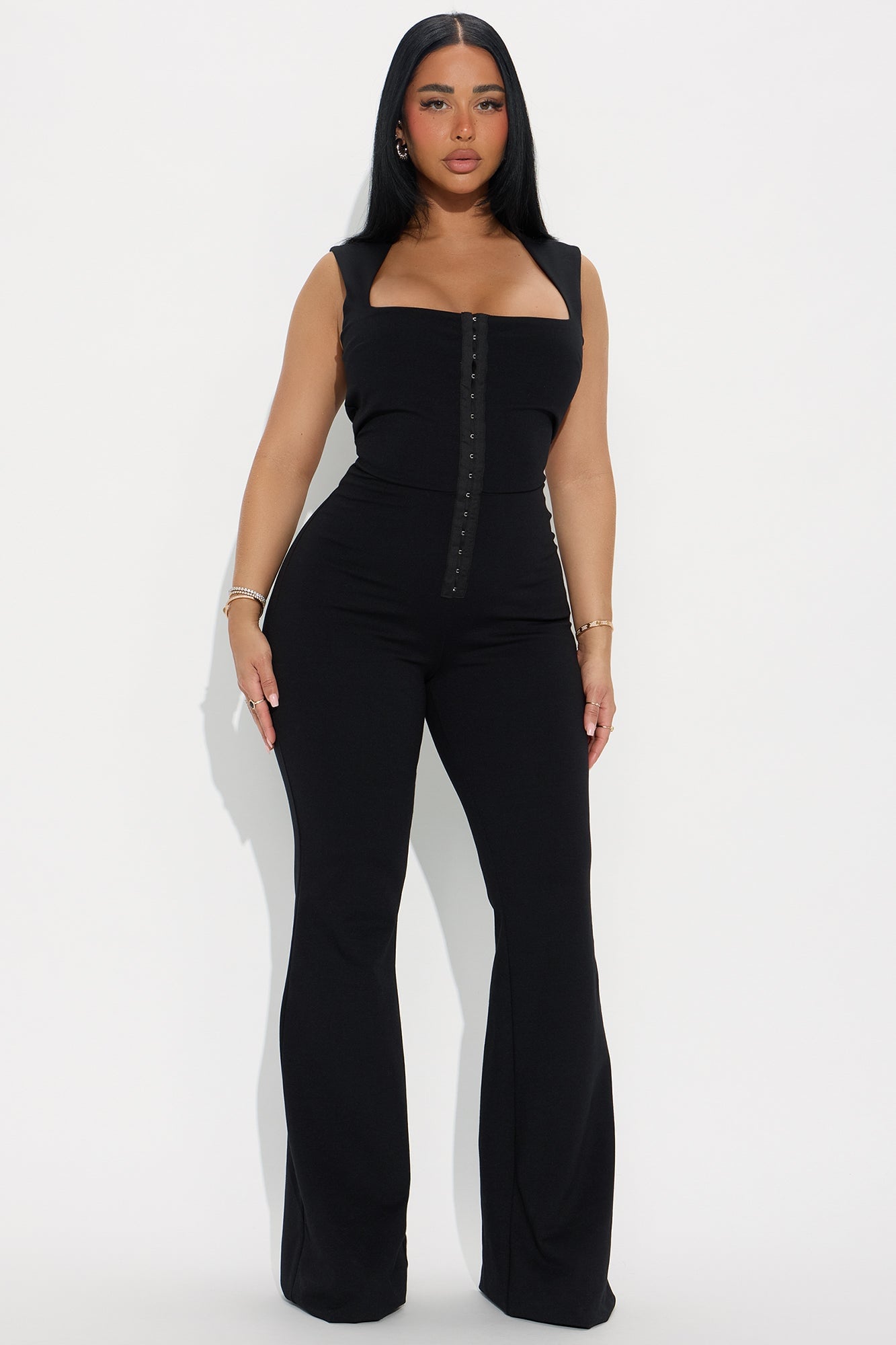 Stay With Me Ponte Flare Jumpsuit - Black image 4