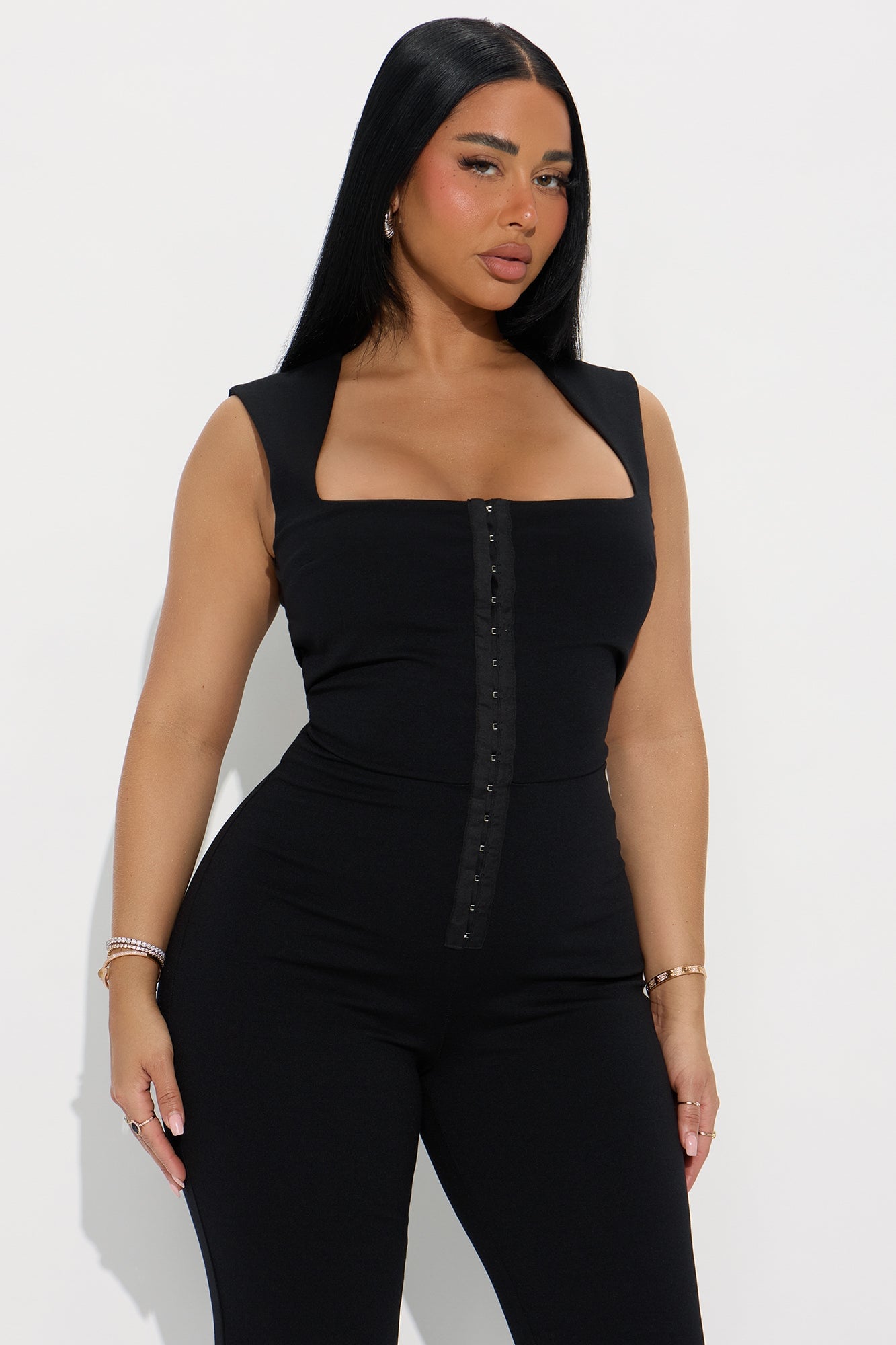 Stay With Me Ponte Flare Jumpsuit - Black image 5
