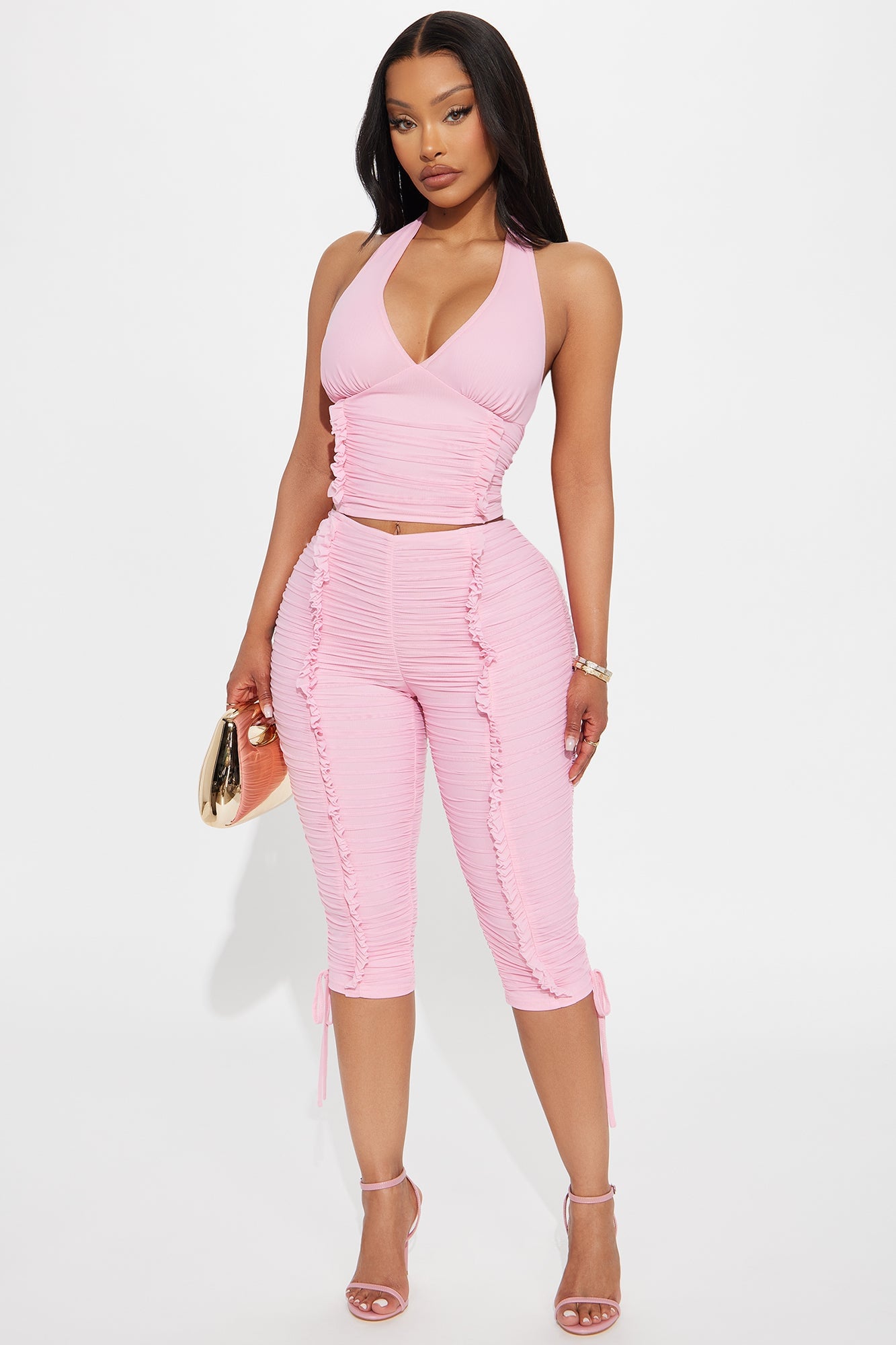 Laced With Love Mesh Capri Set - Pink image 5