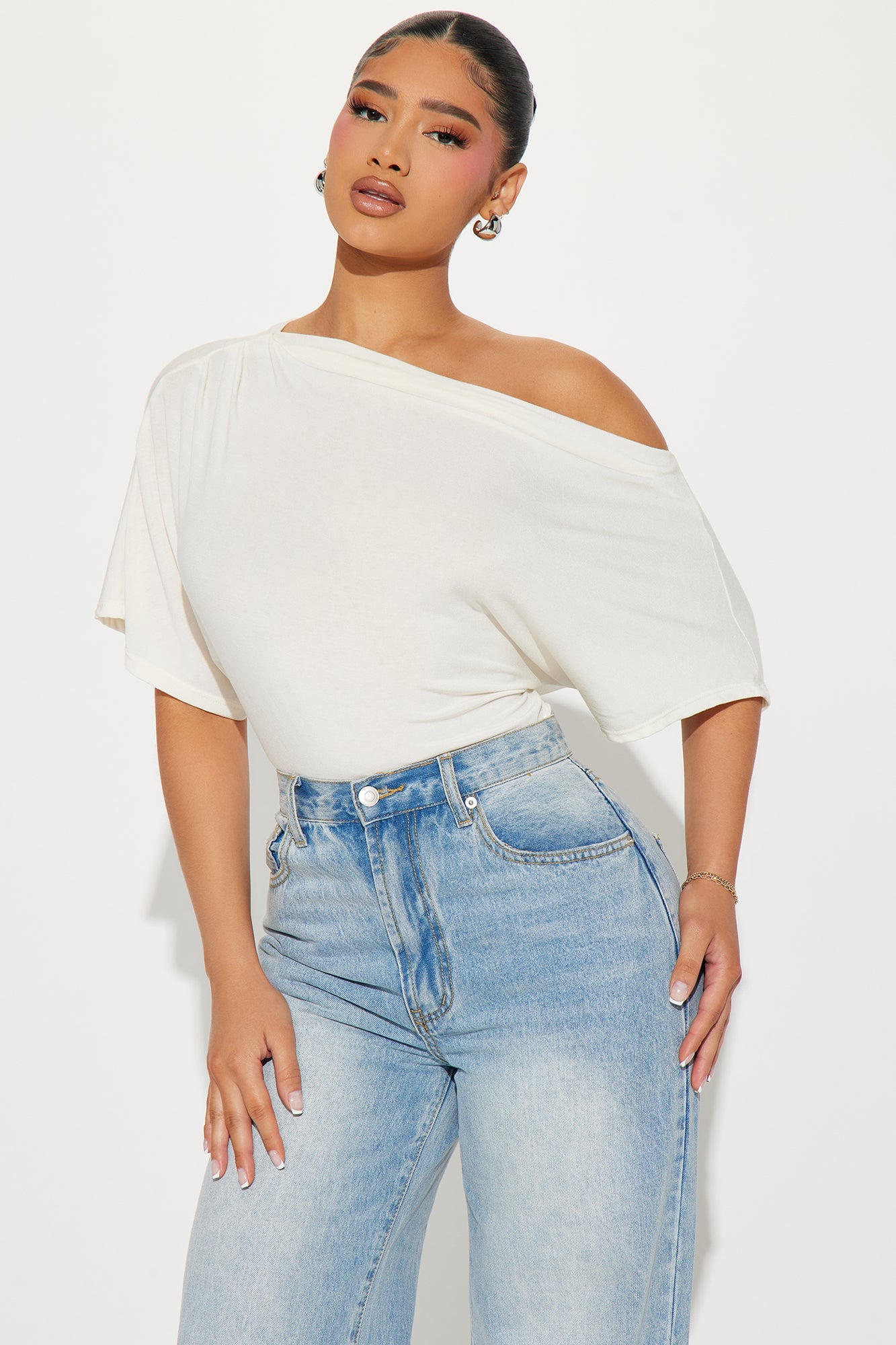 Flatter Me Off Shoulder Bodysuit - Ivory image 6