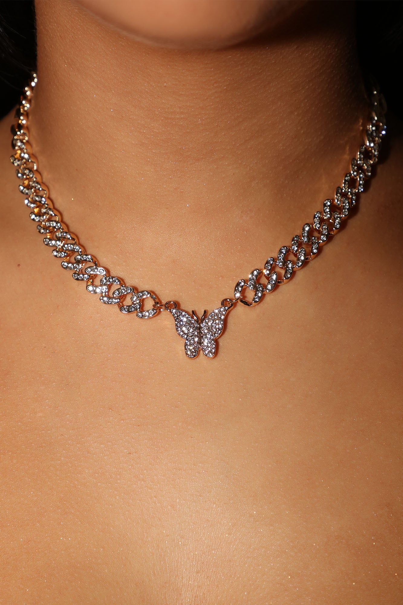 Icy Butterfly Necklace - Gold image 3