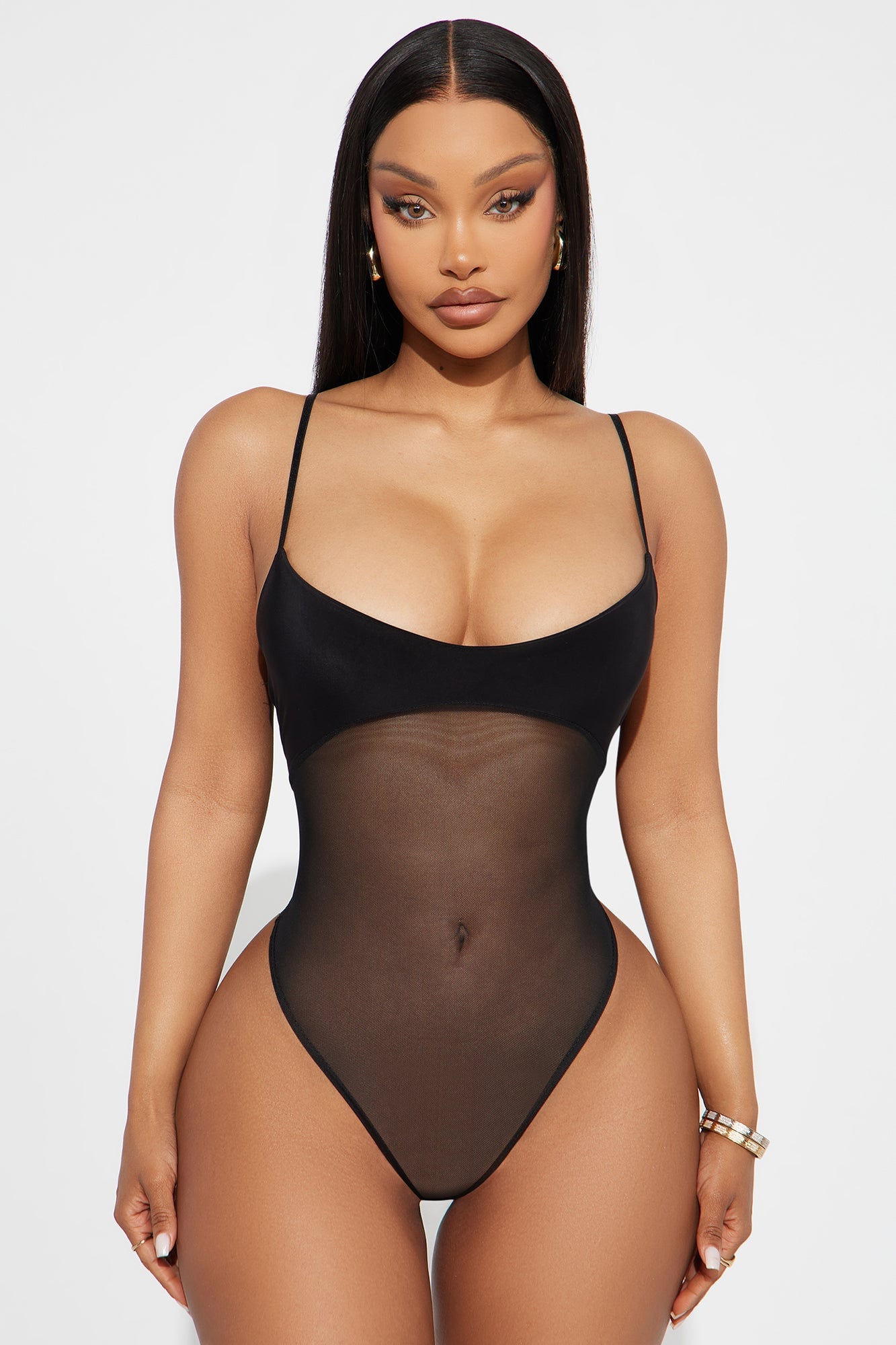 Calypso Sheer Mesh Bodysuit - Black image 5