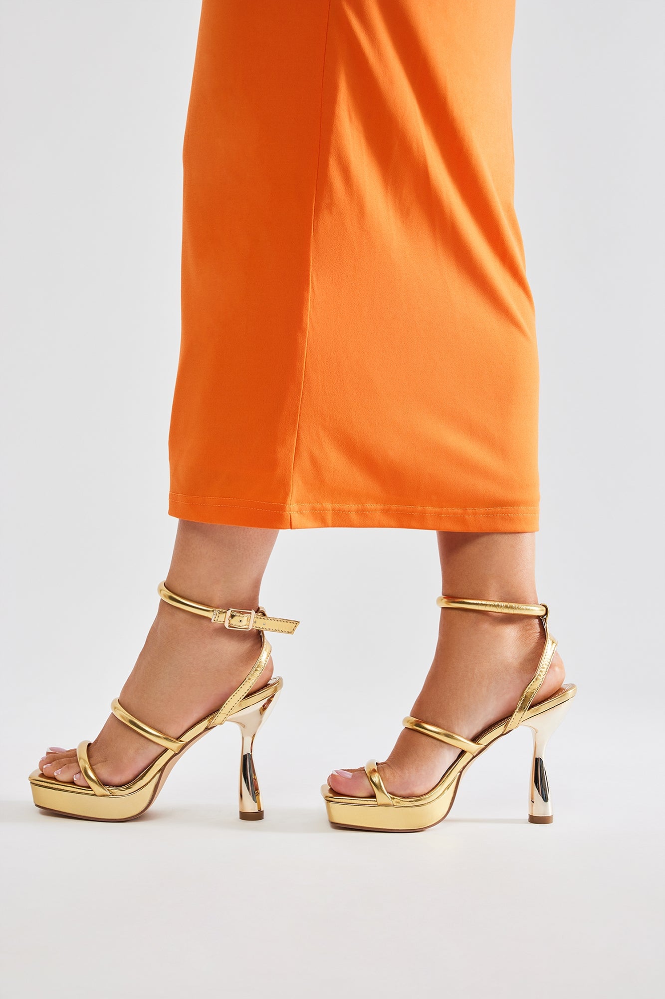 No Vacancy Metallic Heeled Sandals - Gold image 3
