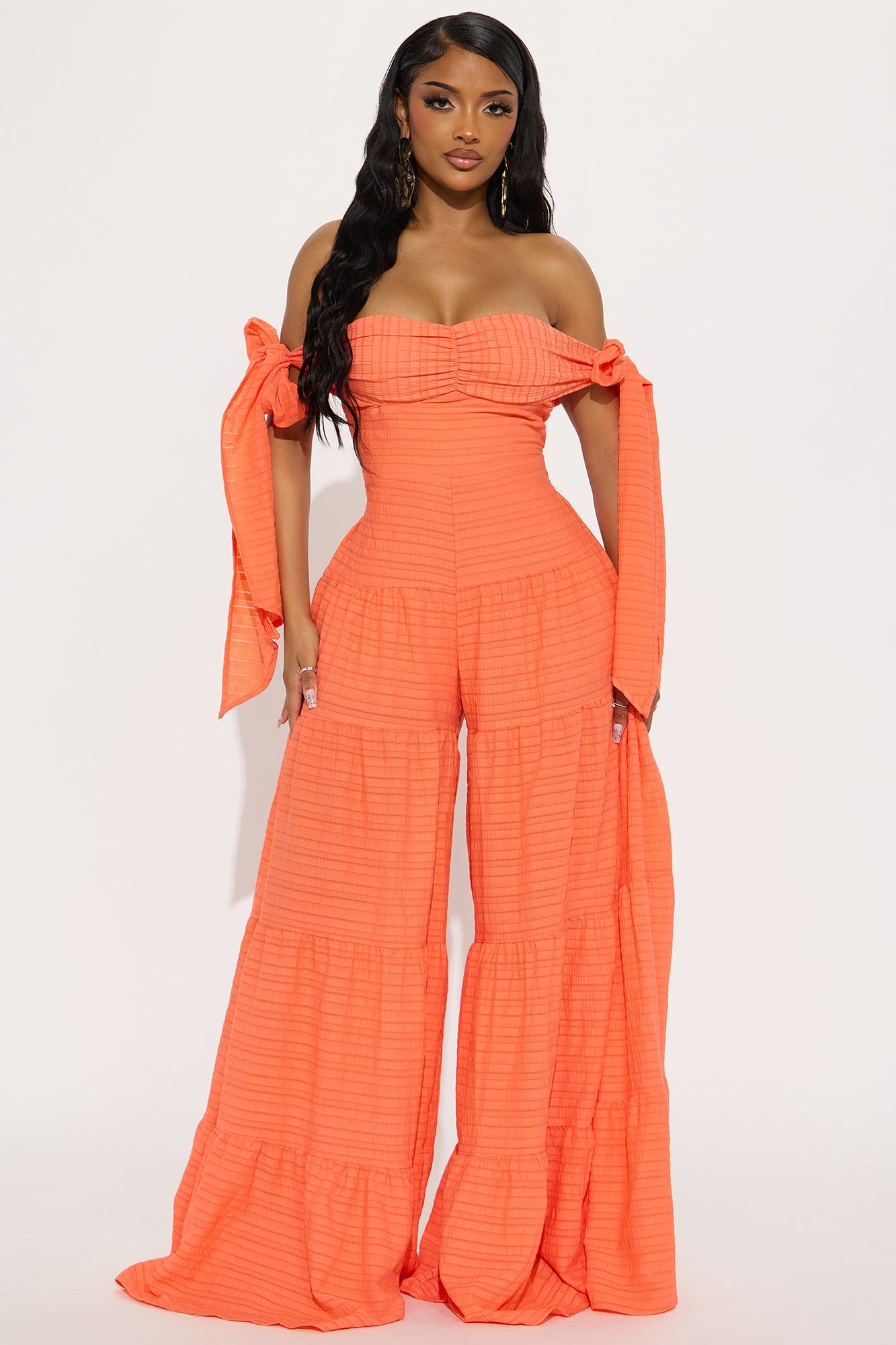 Montego Bay Off Shoulder Jumpsuit - Orange image 5