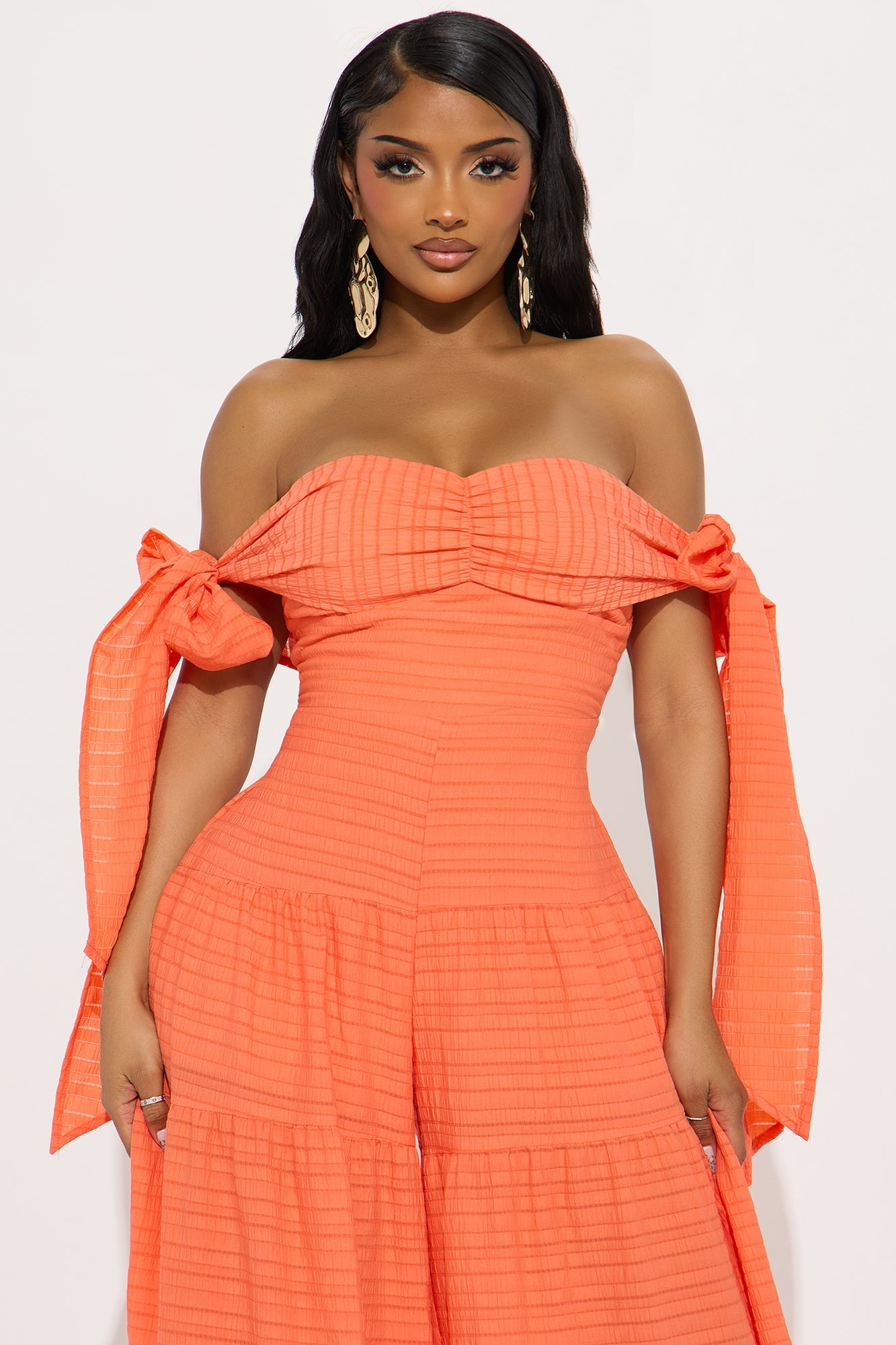 Montego Bay Off Shoulder Jumpsuit - Orange image 6