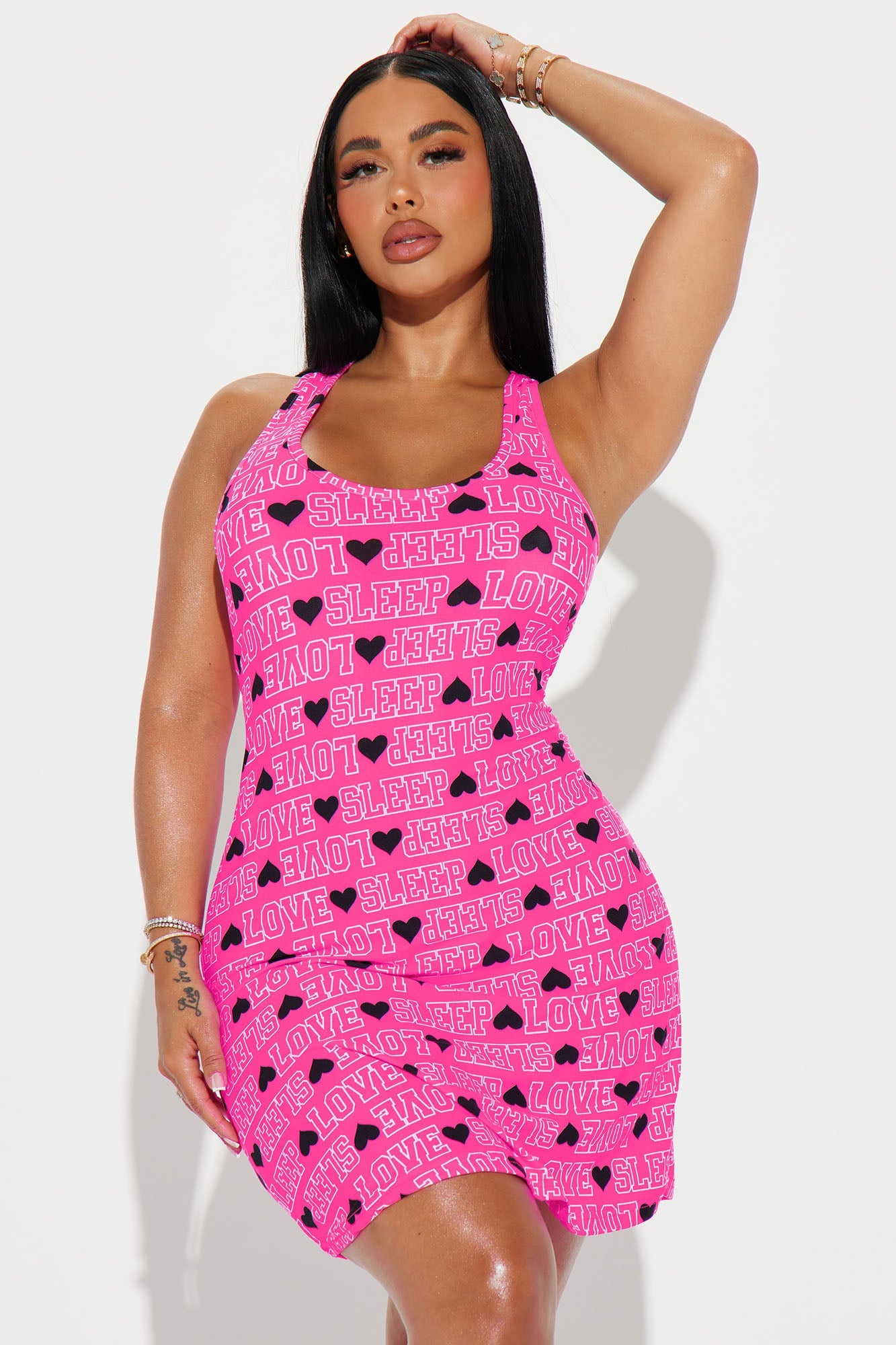 Love Sleep PJ Sleep Dress - Pink/combo image 2