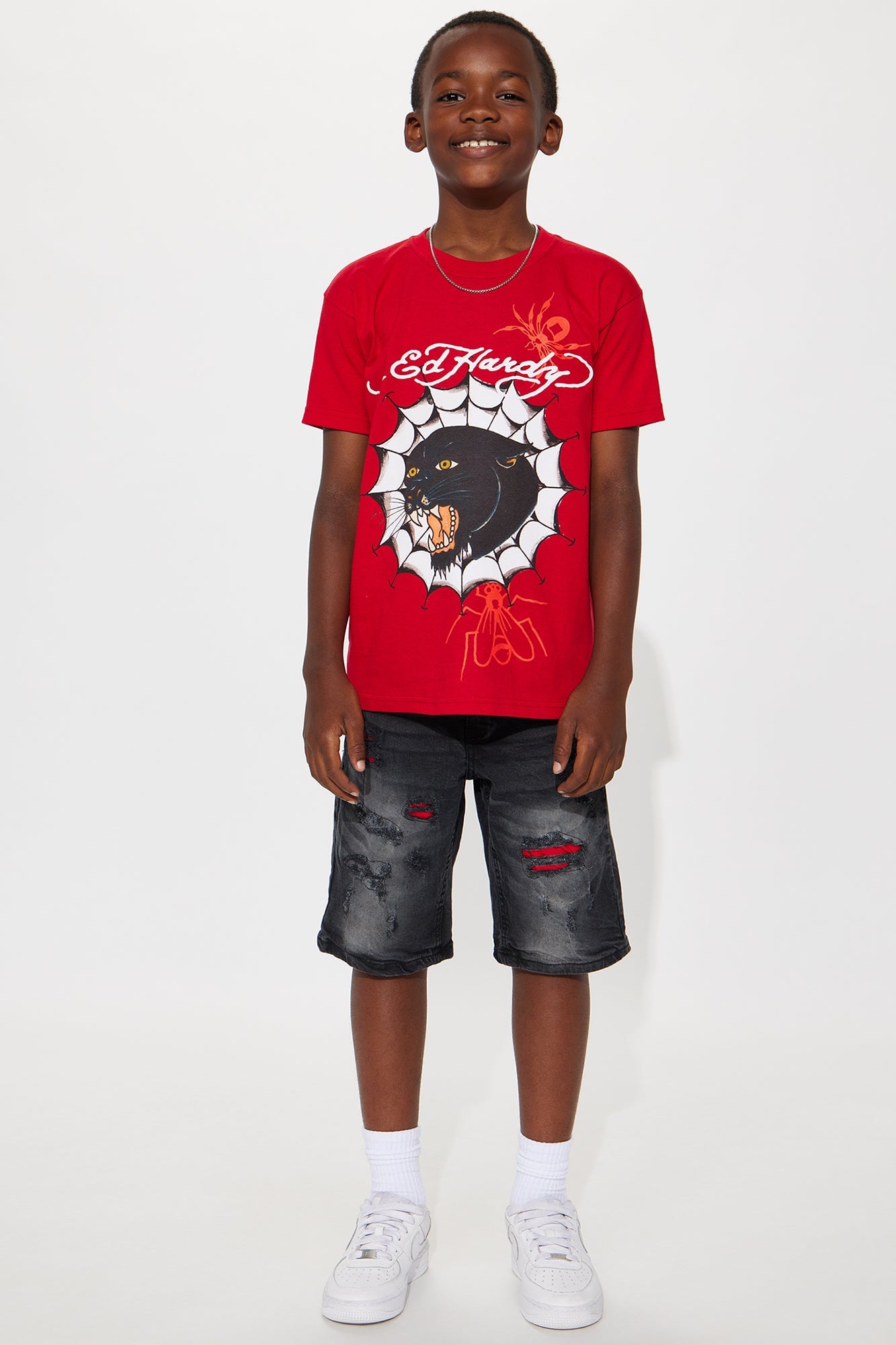 Mini Ed Hardy Panther Front/Back Graphic T-Shirt - Red image 2