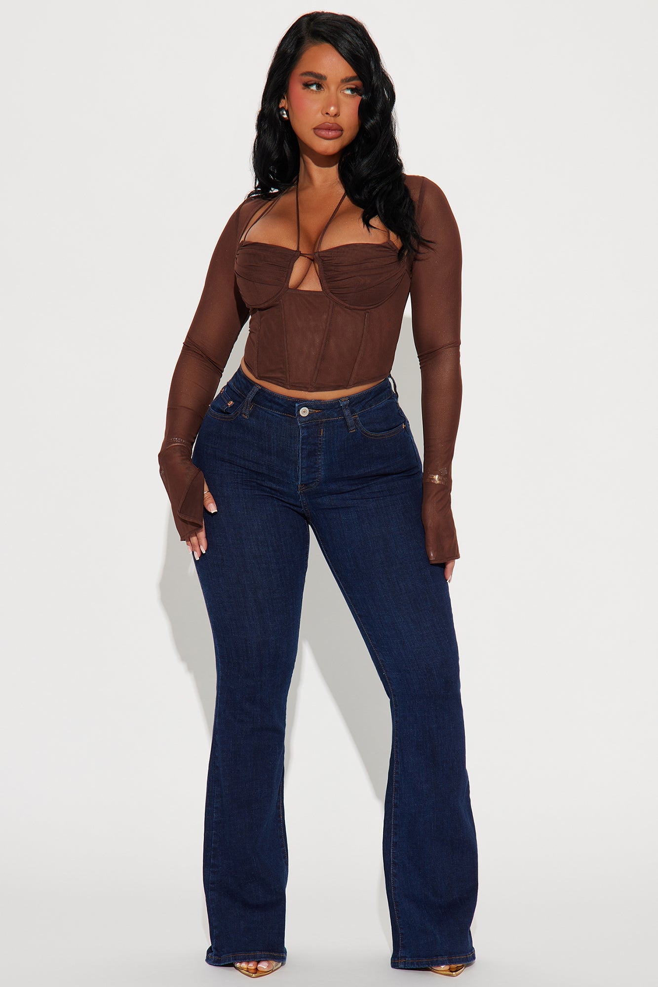 Melanie Mesh Corset Top - Brown image 5