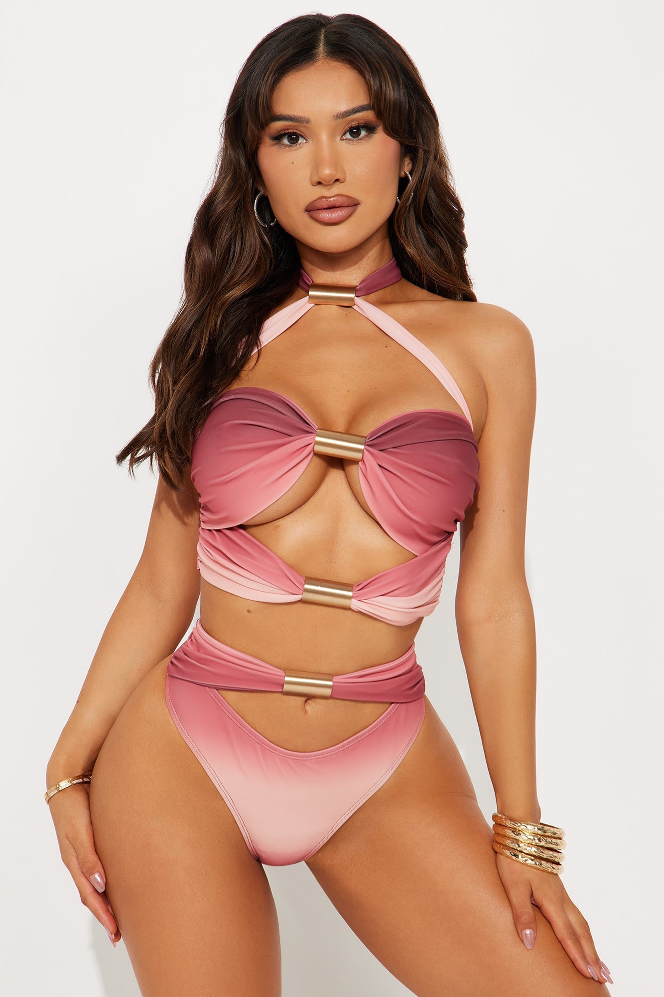 Brooke Hardware Cutout 2 Piece Bikini & Skirt Set - Rust image 6