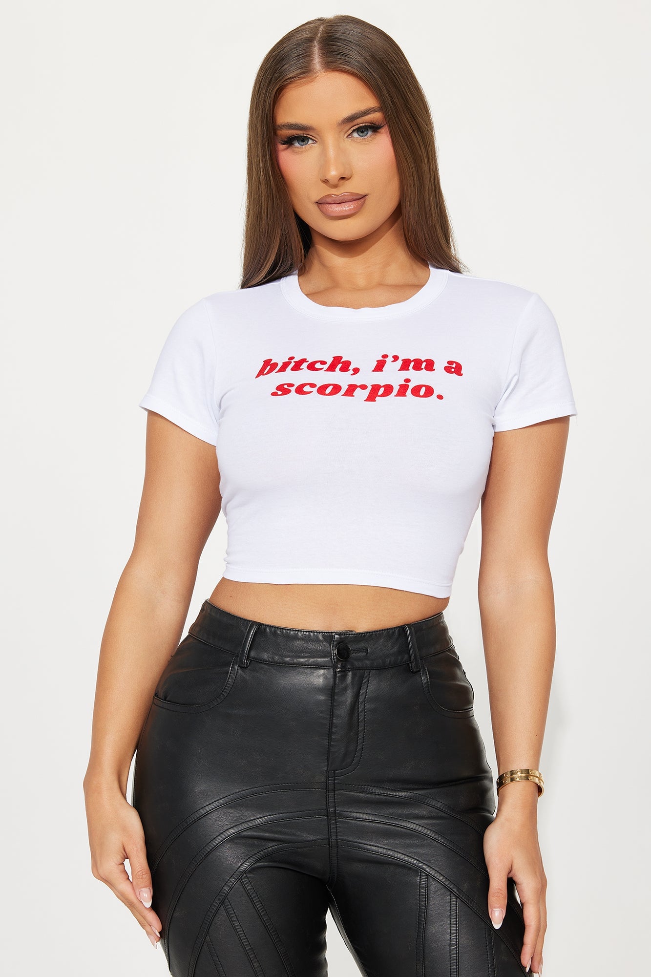 Bitch I'm A Scorpio Fitted Tee - White image 5