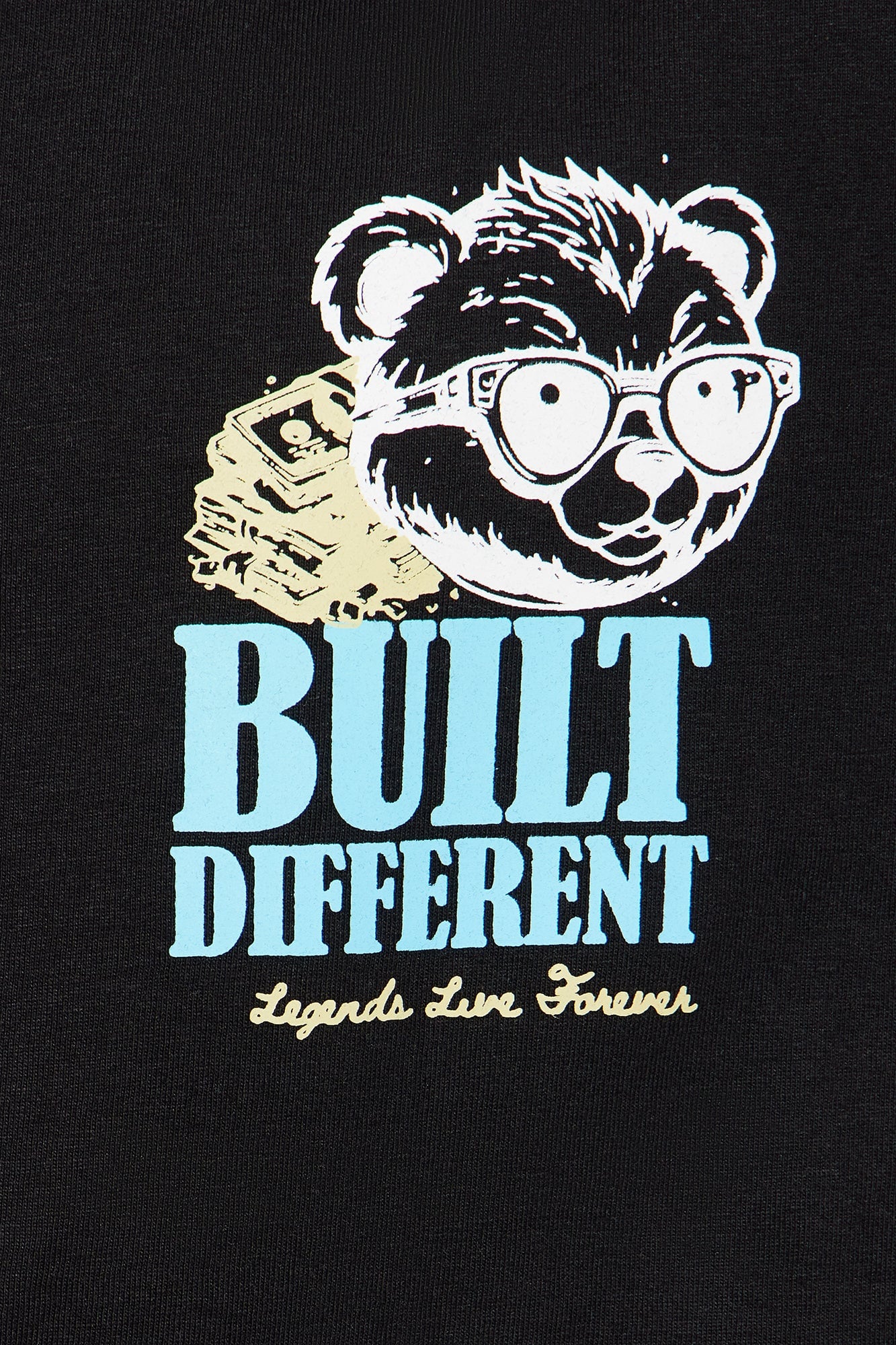 Mini Built Different Bear Front/Back Graphic T-Shirt - Black image 3