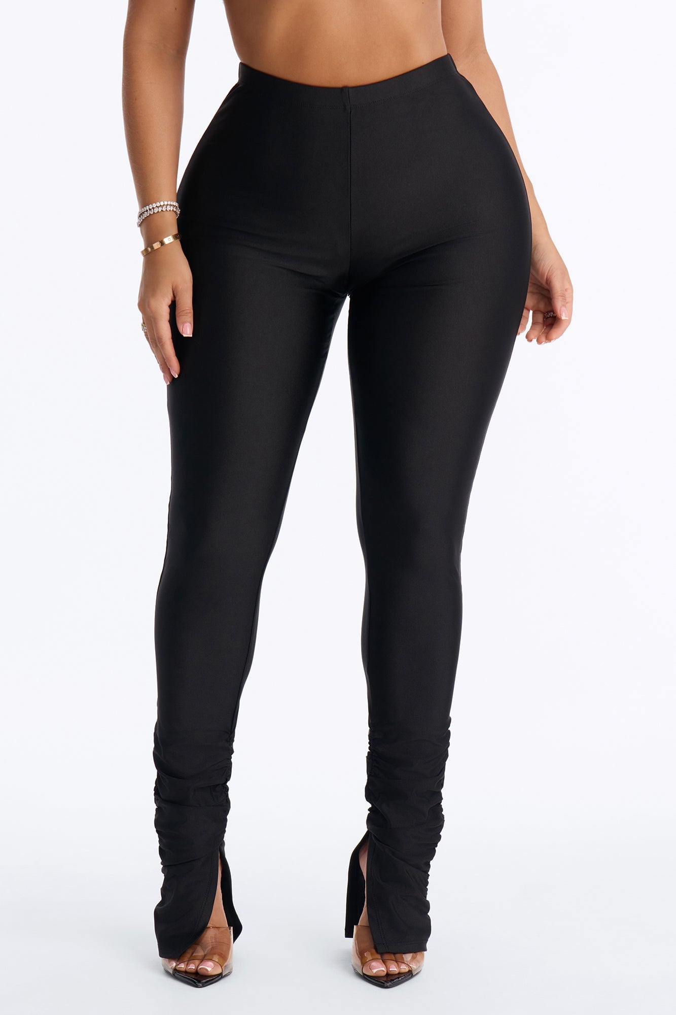 Always Confident High Rise Tricot Ruched Legging - Black image 5