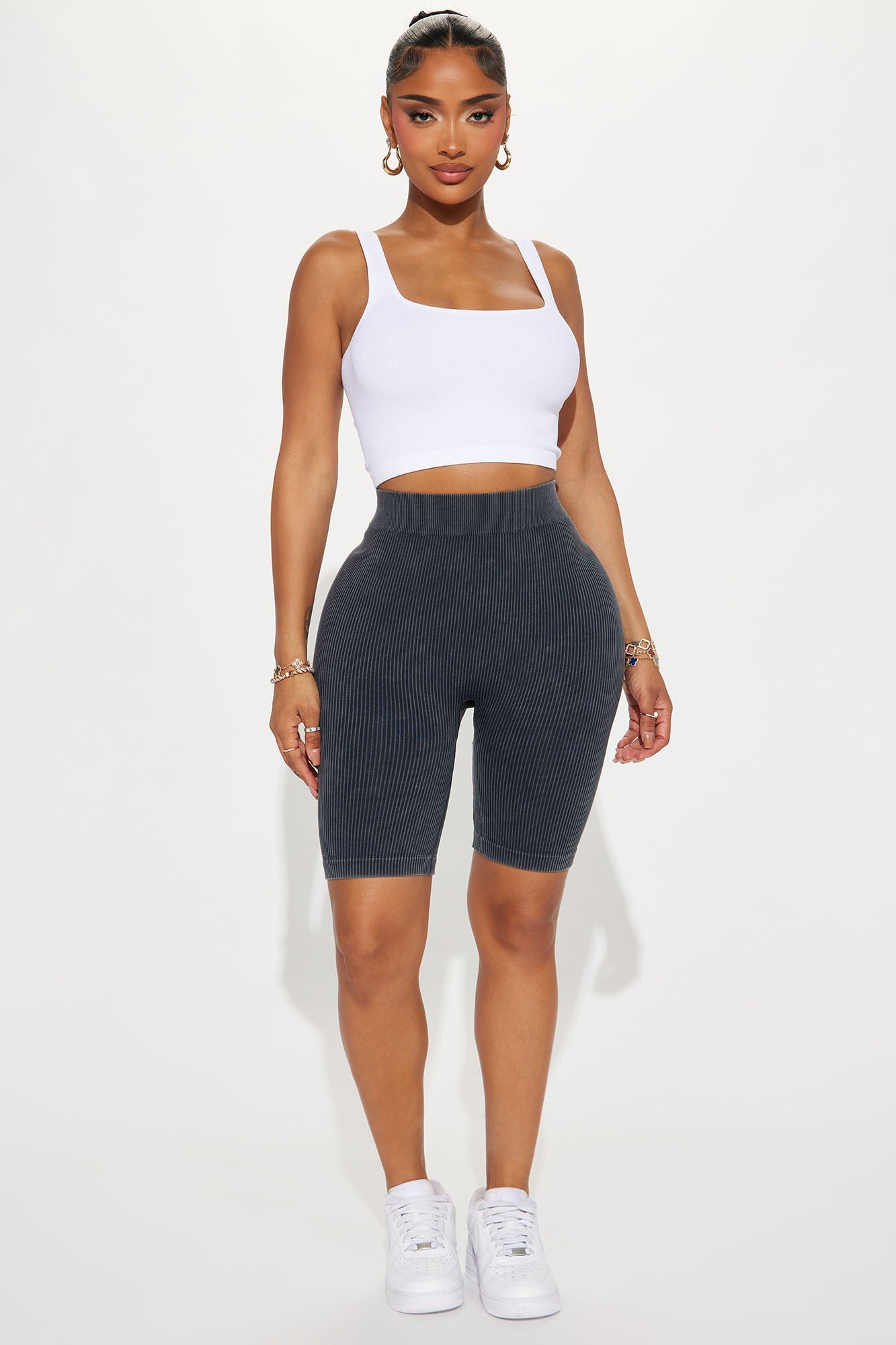 Mia Ribbed Seamless Biker Short - Black image 4