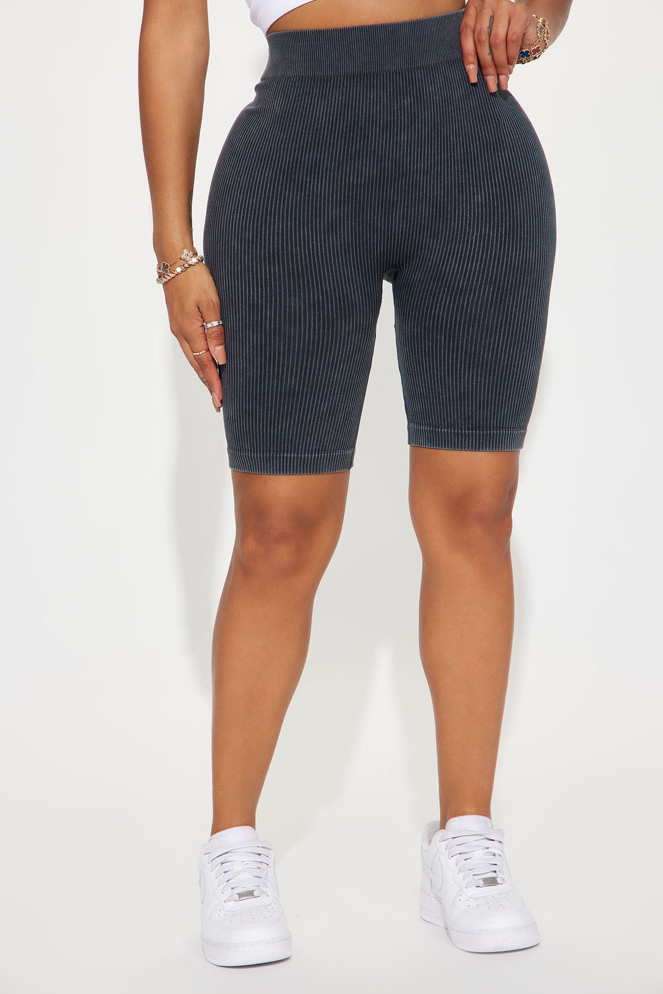 Mia Ribbed Seamless Biker Short - Black image 5