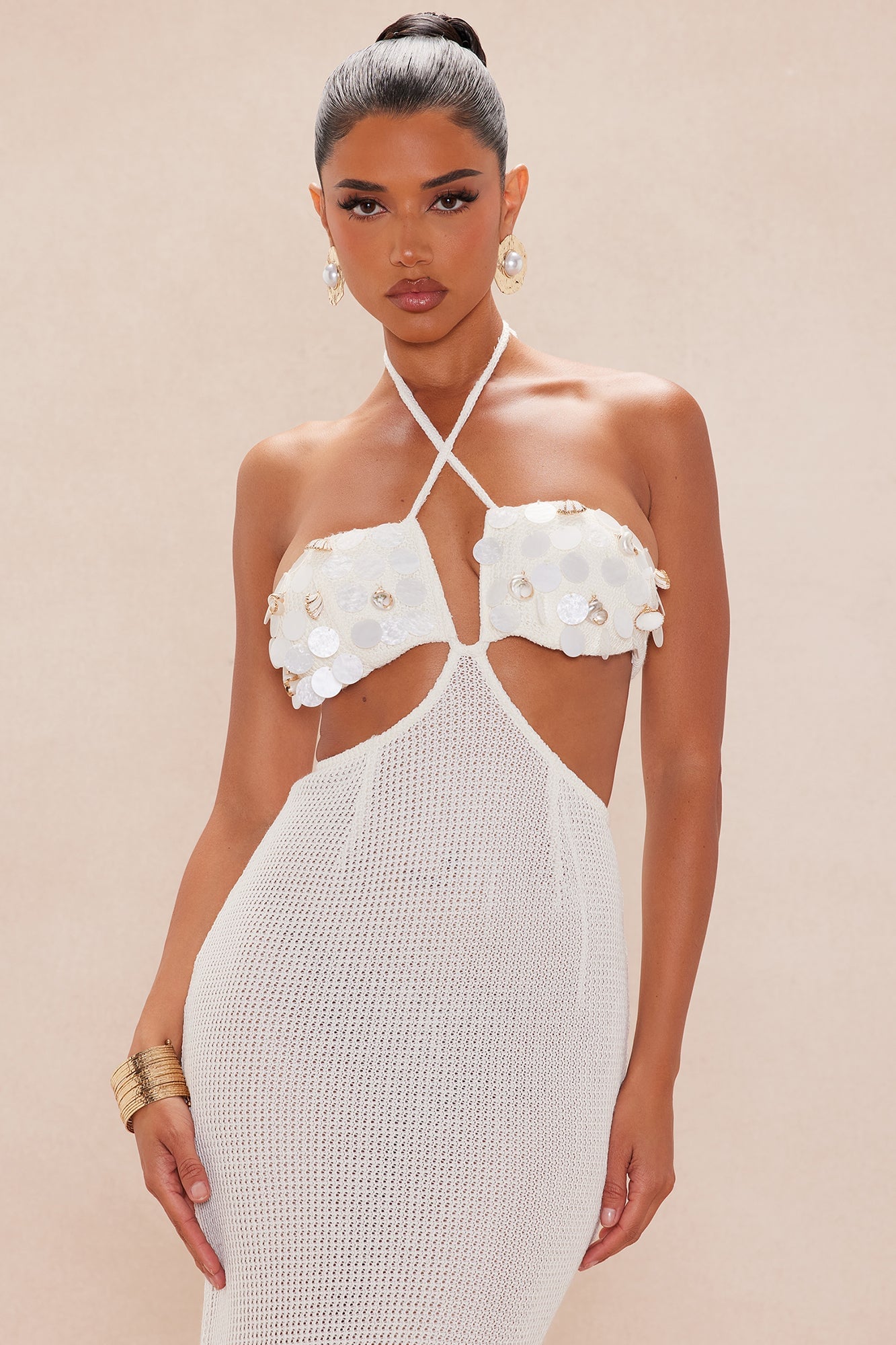 Hailey Crochet Maxi Dress - Cream image 2
