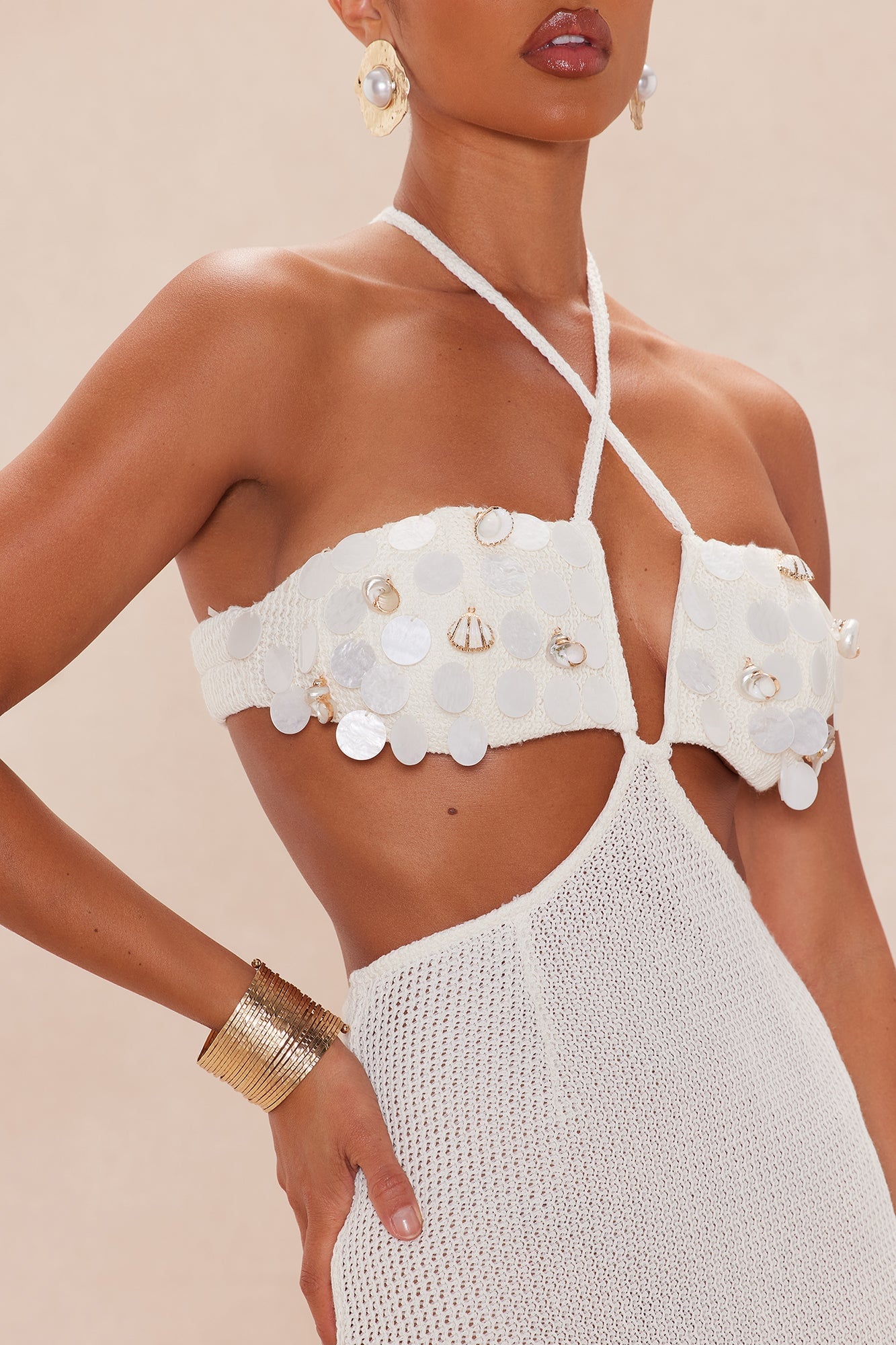 Hailey Crochet Maxi Dress - Cream image 3