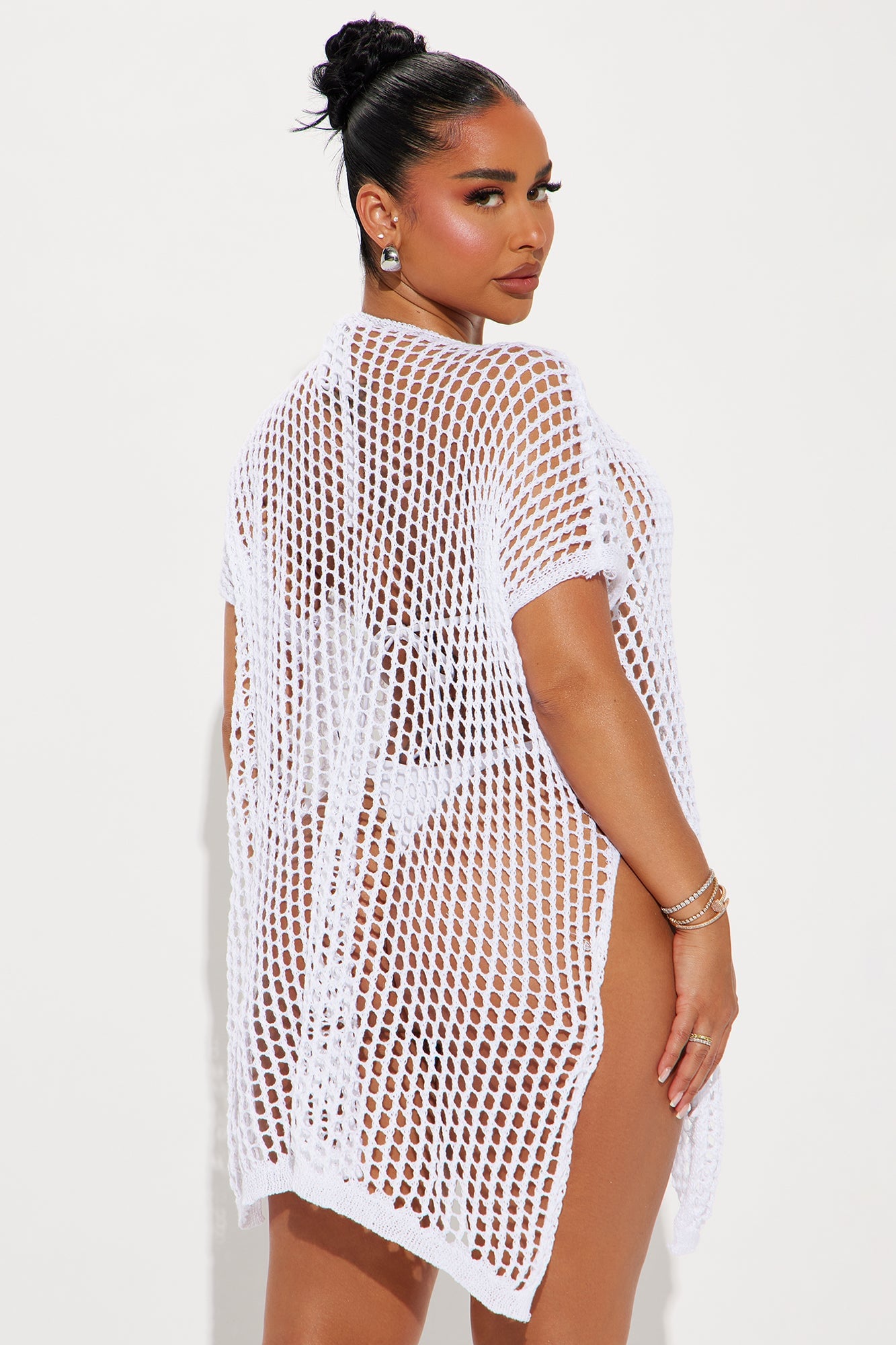 Seaside Vacation Slits Cover Up Dress - White image 3