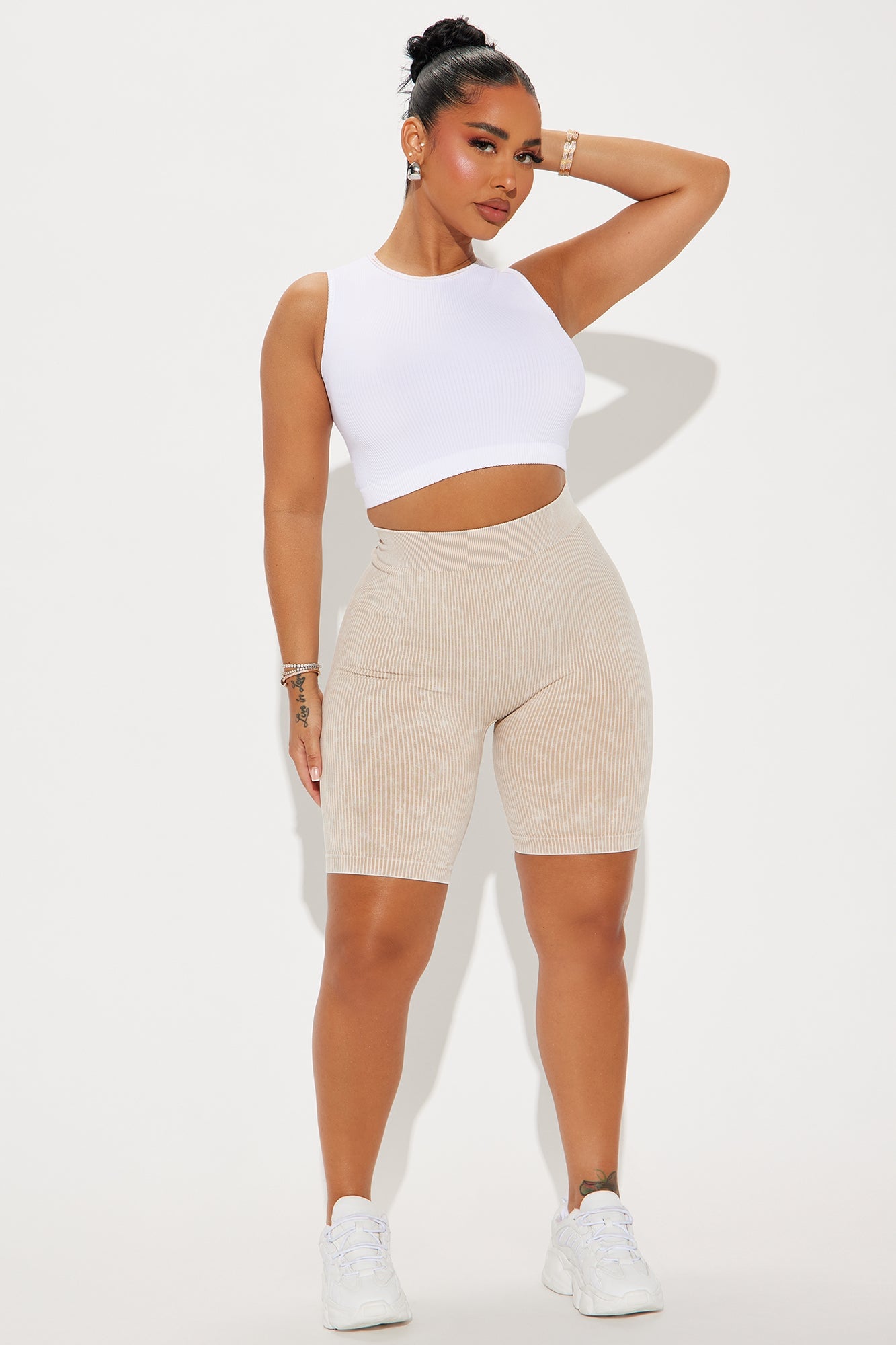 Mia Ribbed Seamless Biker Short - Tan image 4