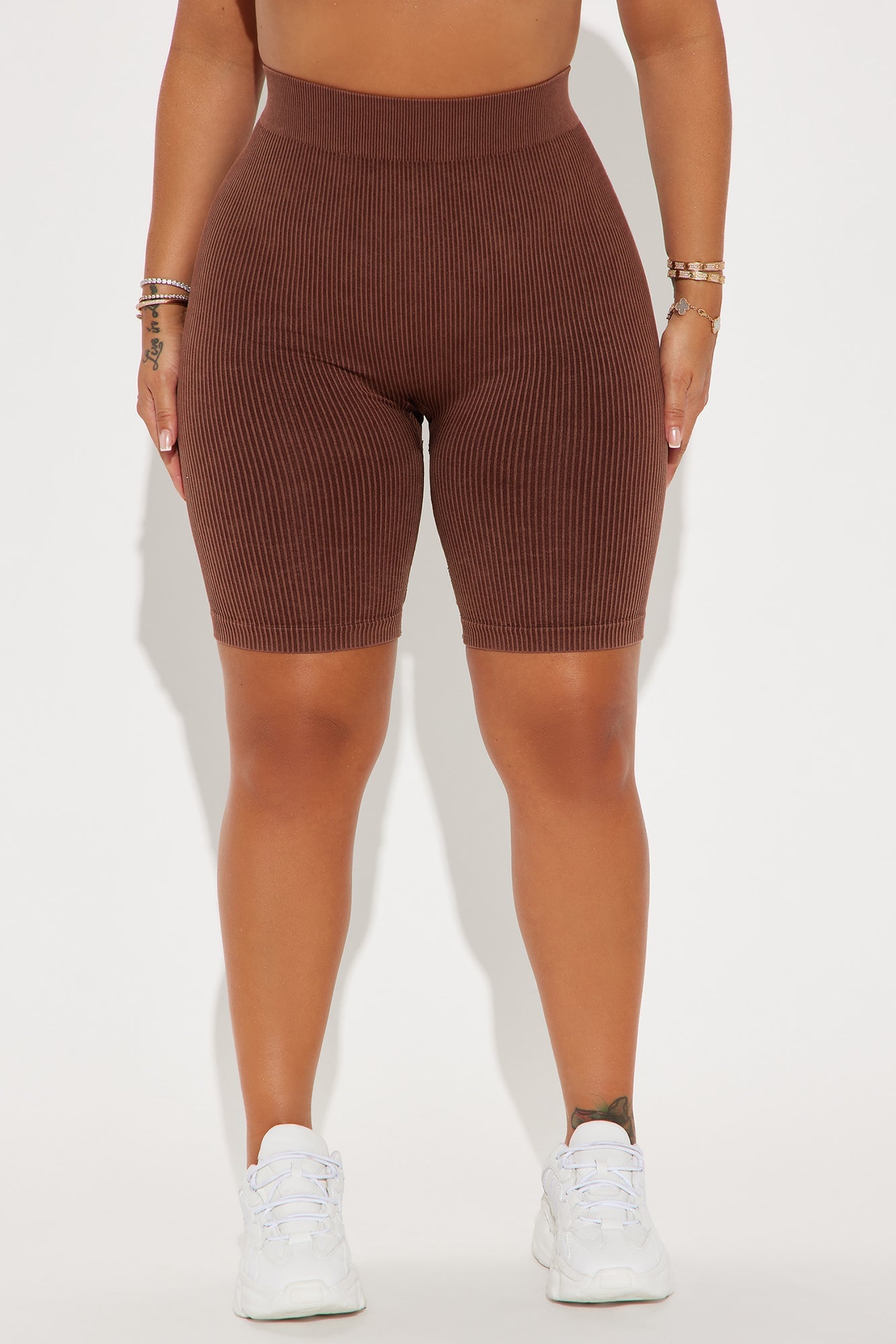 Mia Ribbed Seamless Biker Short - Brown image 5