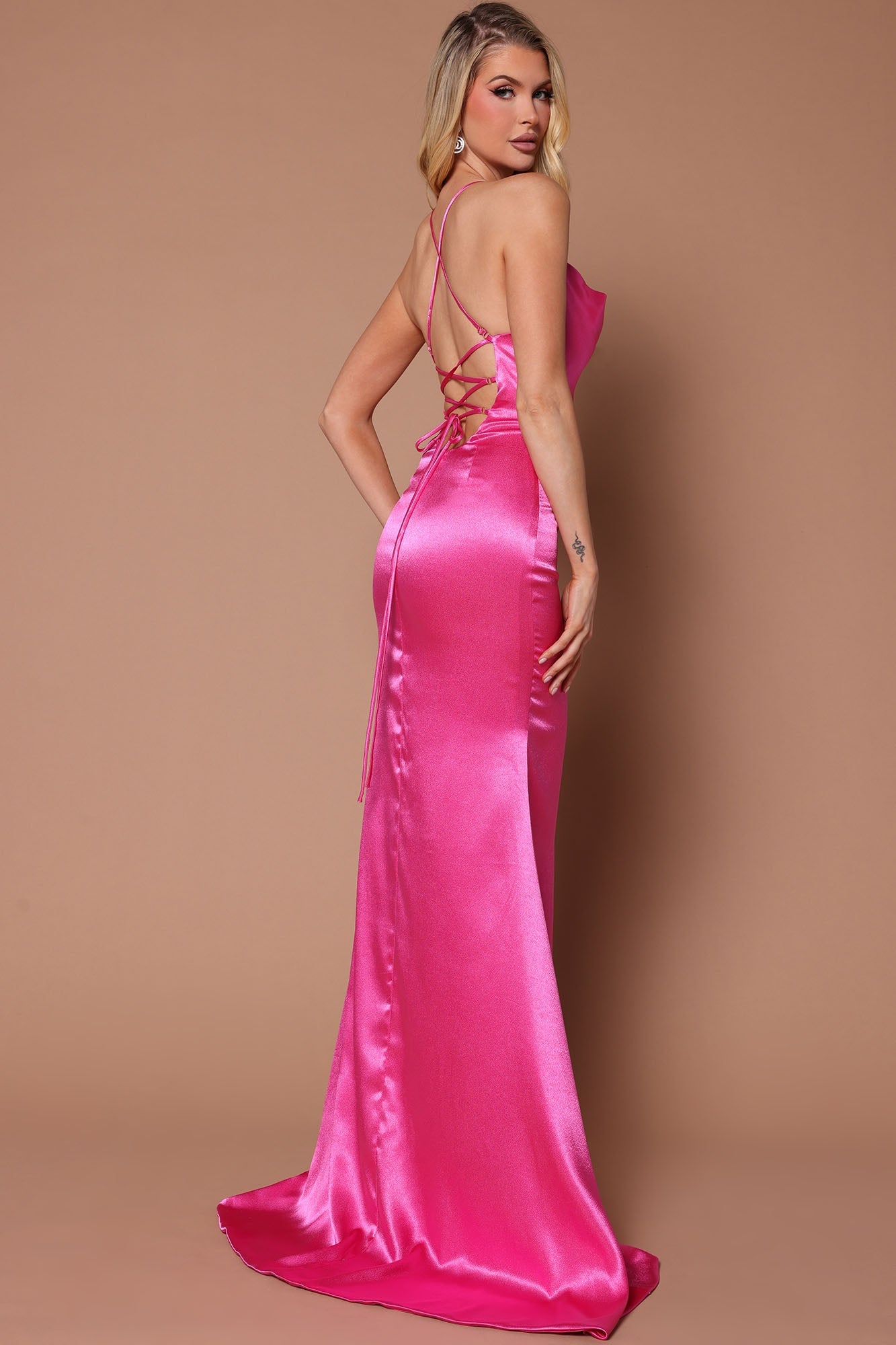 Angelique Satin Maxi Dress - Hot Pink image 3
