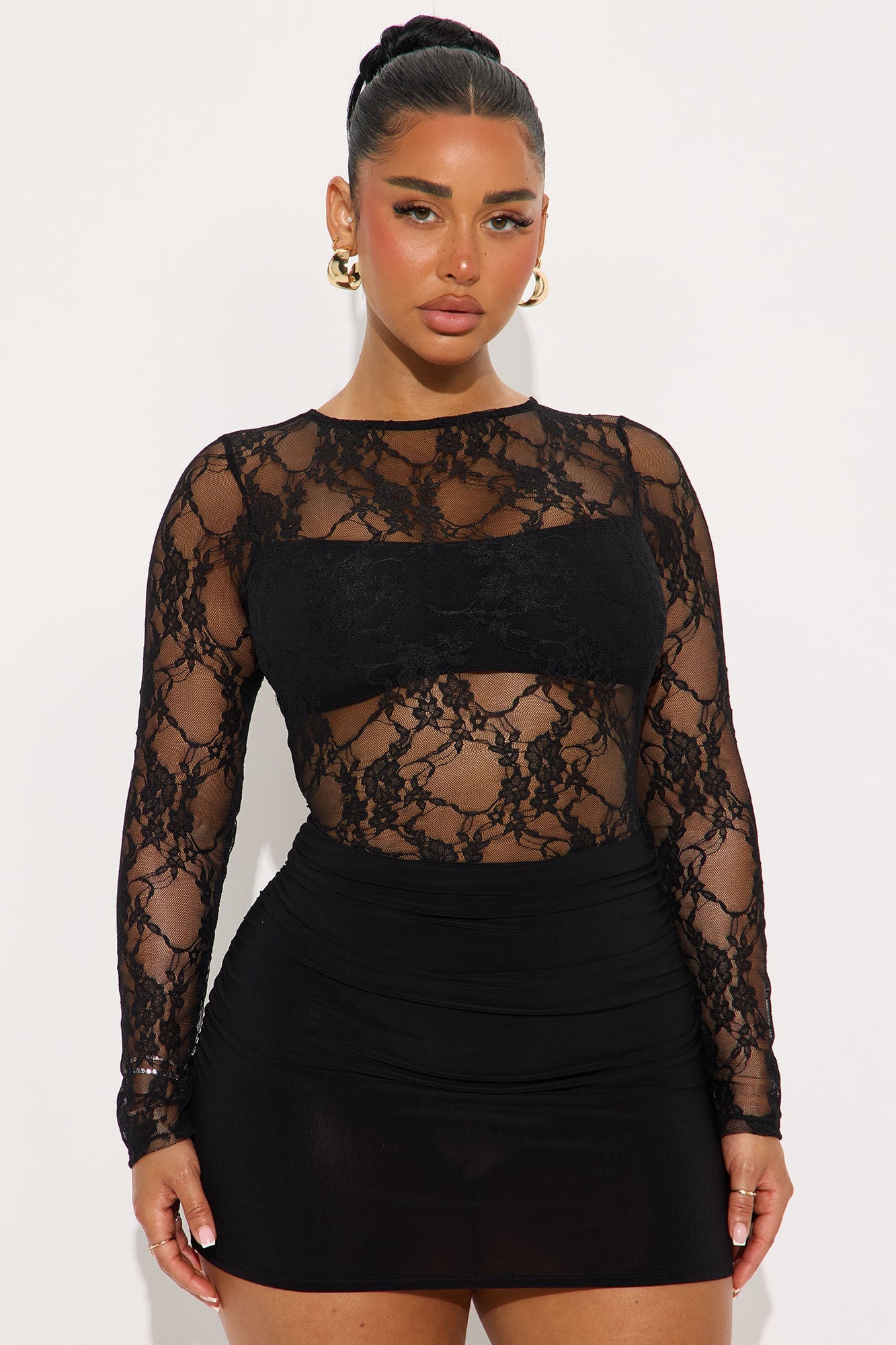 Sabina Sheer Lace Micro Mini Dress - Black image 5