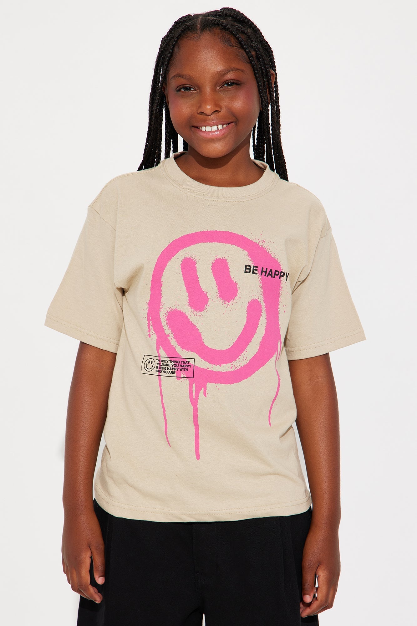 Mini Be Nice Smiley Face Tee - Nude image 1