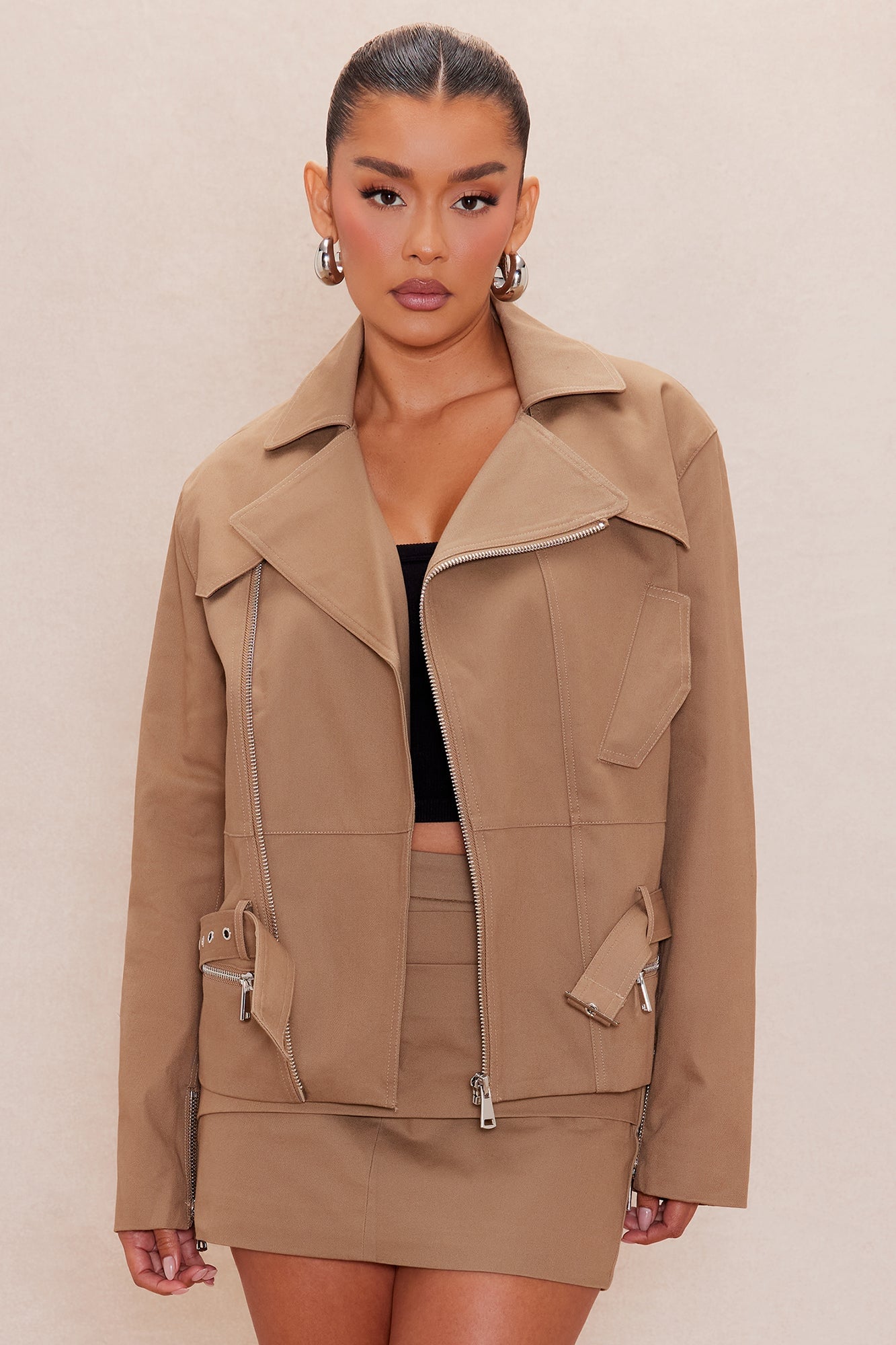 Kehlani Belted Twill Jacket - Khaki image 1
