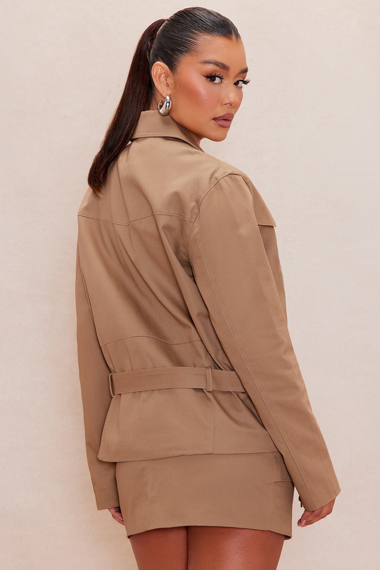 Kehlani Belted Twill Jacket - Khaki image 4