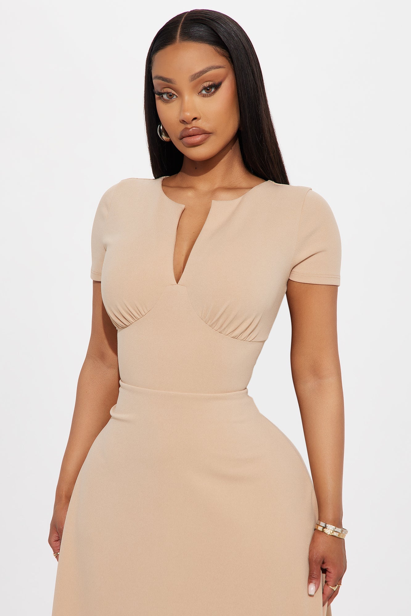 Charolette Short Sleeve Midi Dress - Taupe image 5