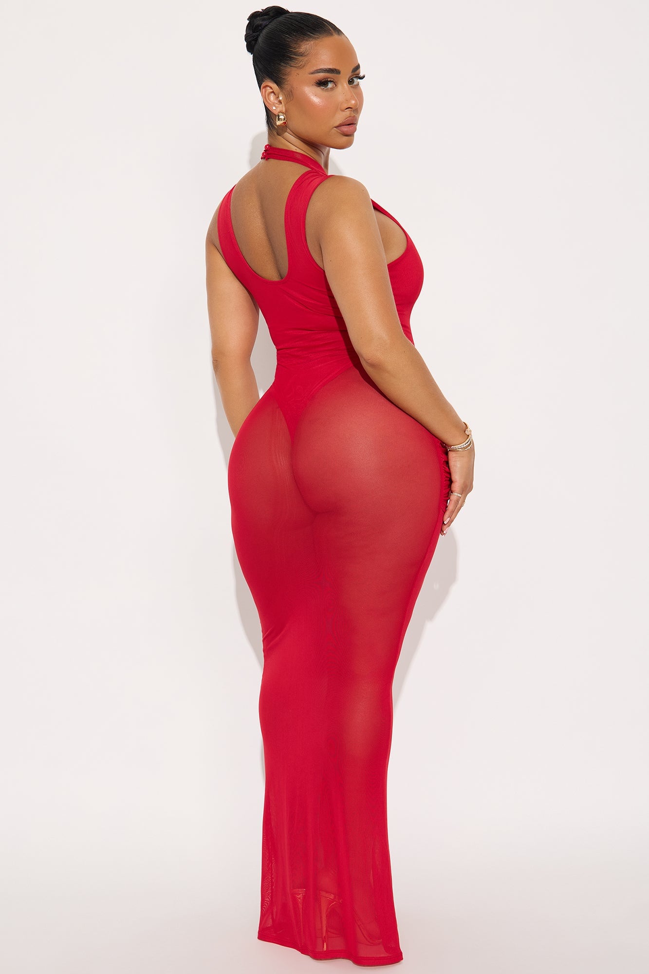 On Your Mind Mesh Maxi Dress - Red image 6