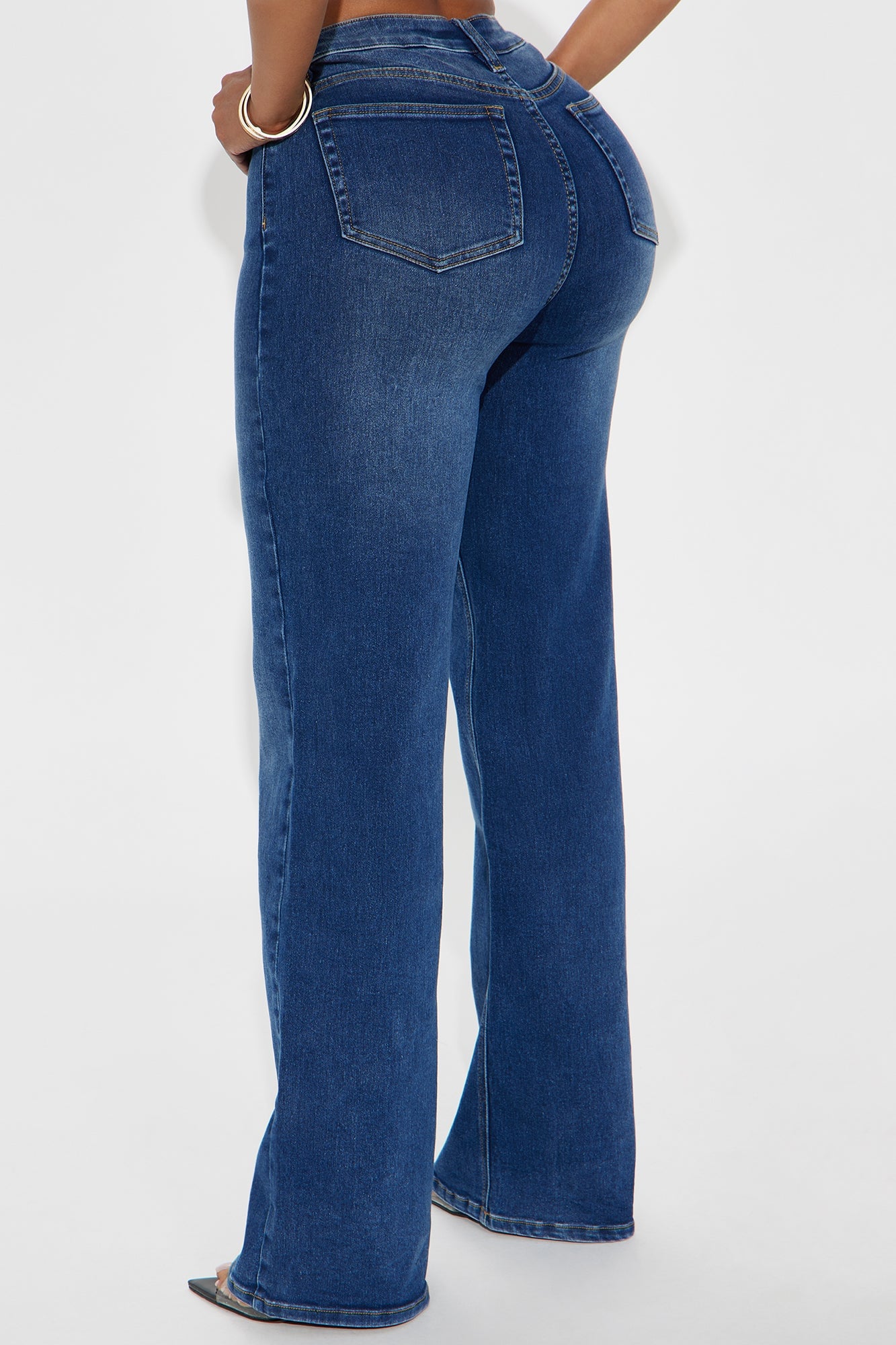 Make My Day Stretch Wide Leg Jeans - Dark Wash image 6