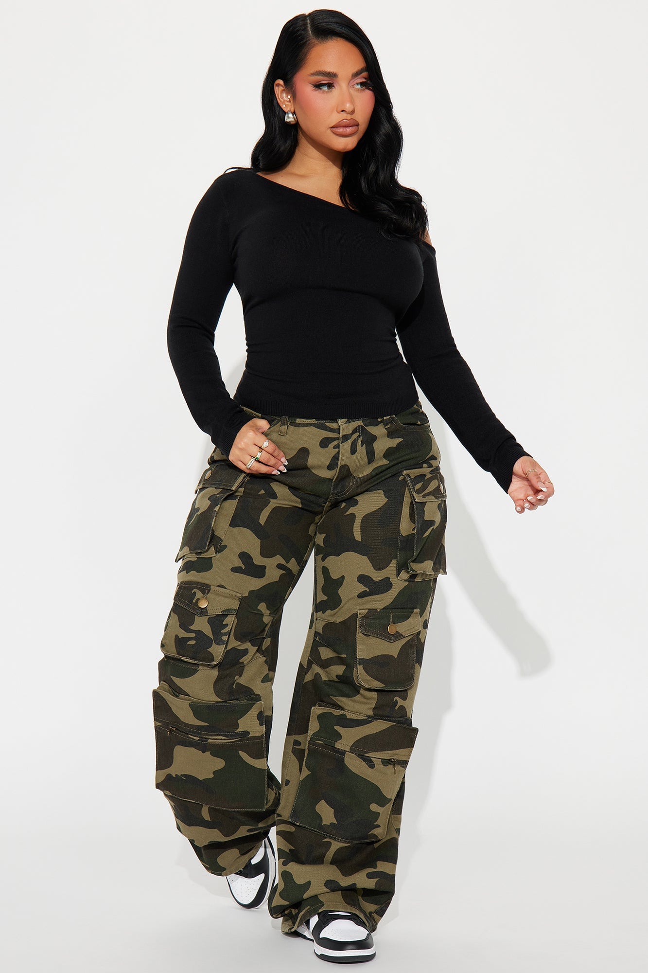 Girl Dinner One Shoulder Sweater - Black image 5