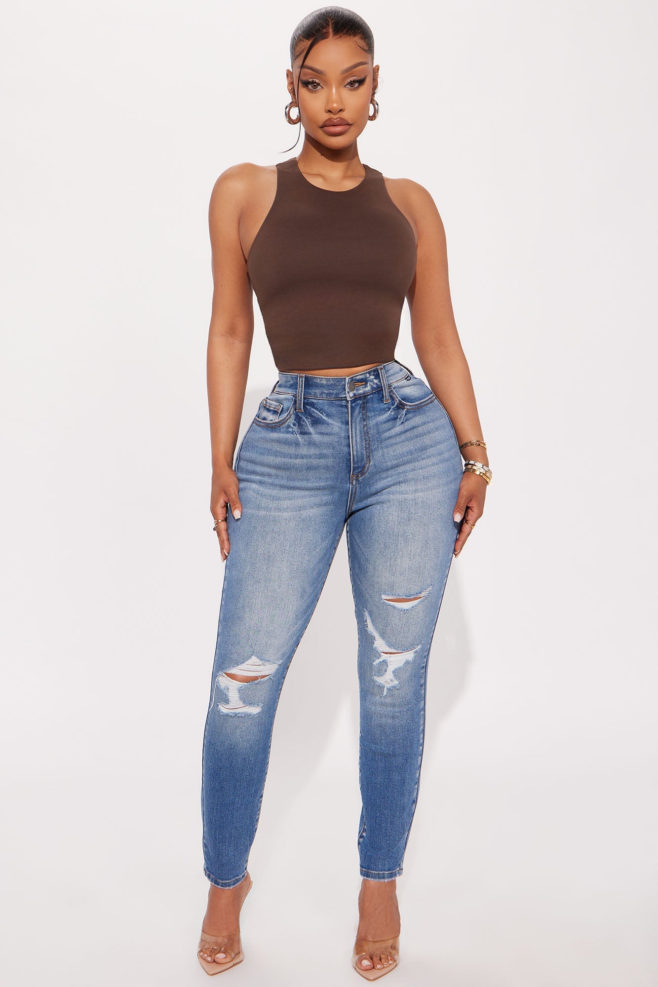 Jamie Double Lined Tank Top - Brown image 6